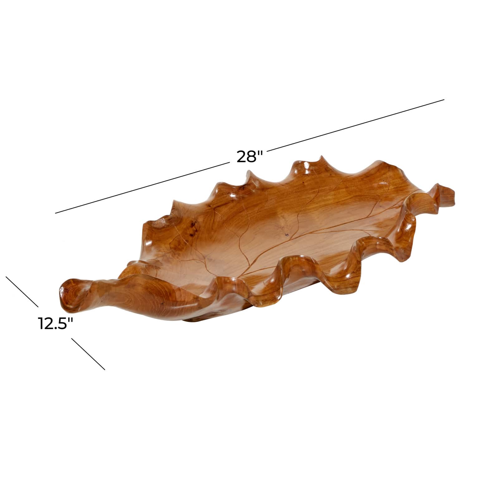Brown Leaf Teak Wood Rustic Tray
