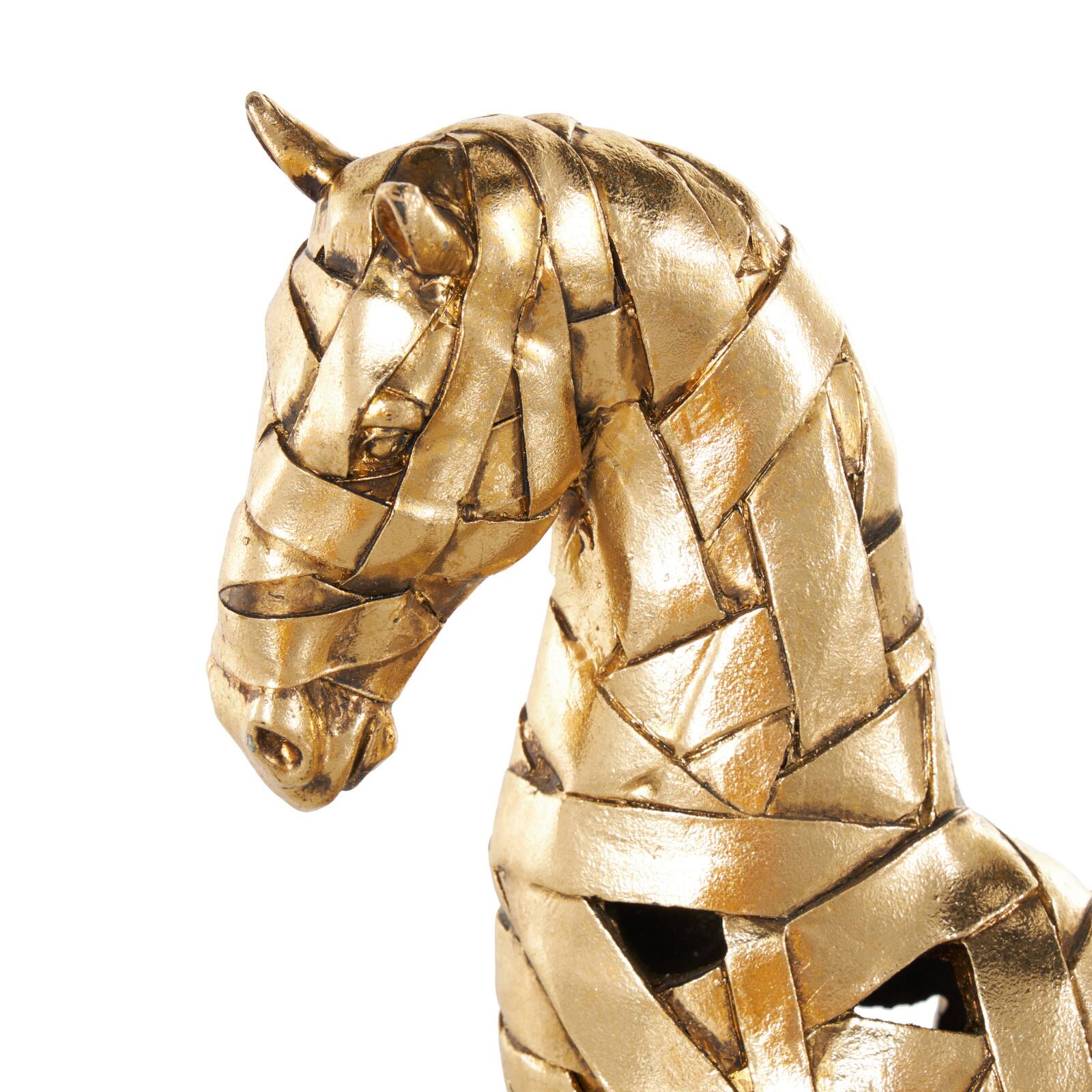 13.75" Gold Resin Wrapped Horse Sculpture with Rectangular Base