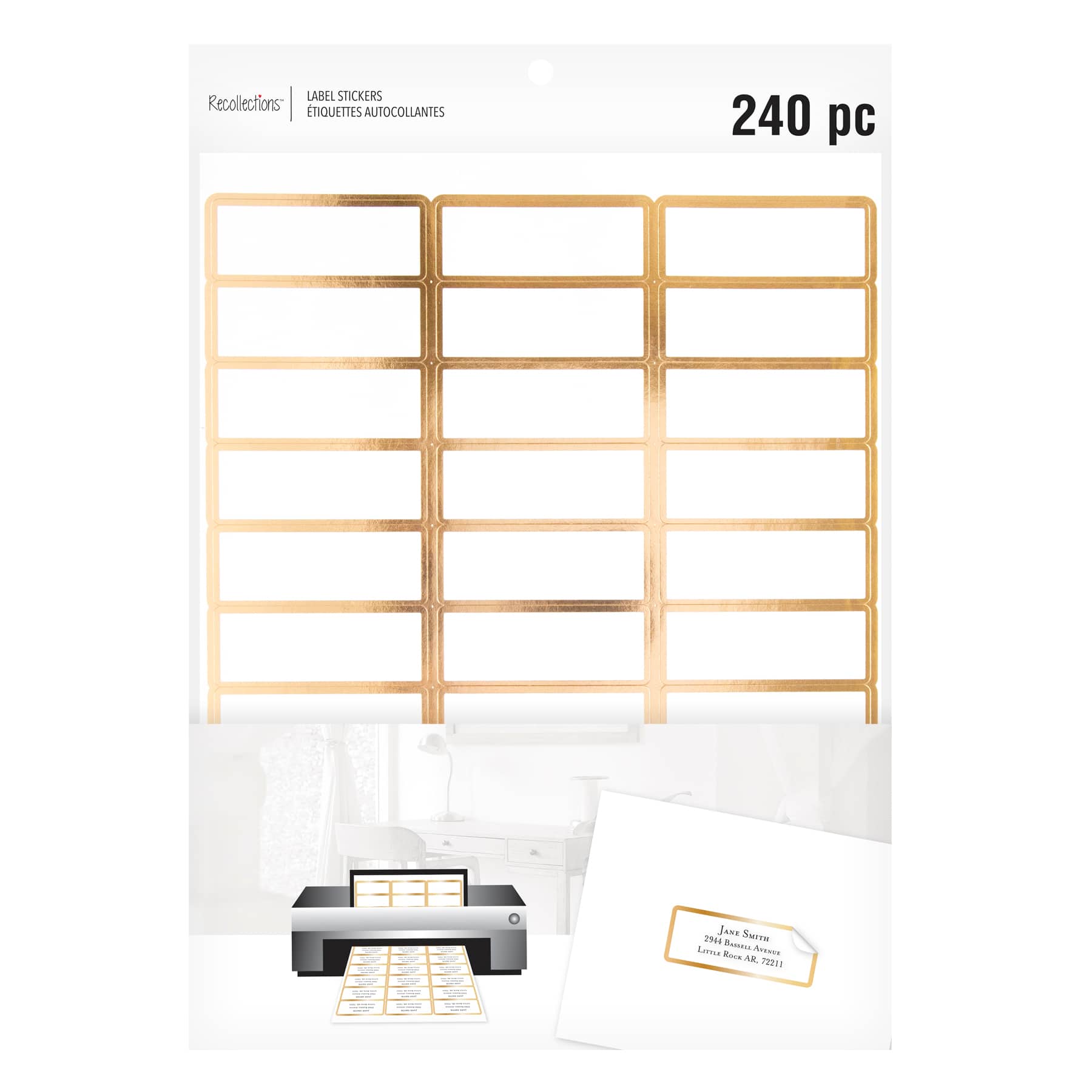 12 Packs: 240 ct. (2,880 total) Gold Border Printable Address Label Stickers by Recollections™
