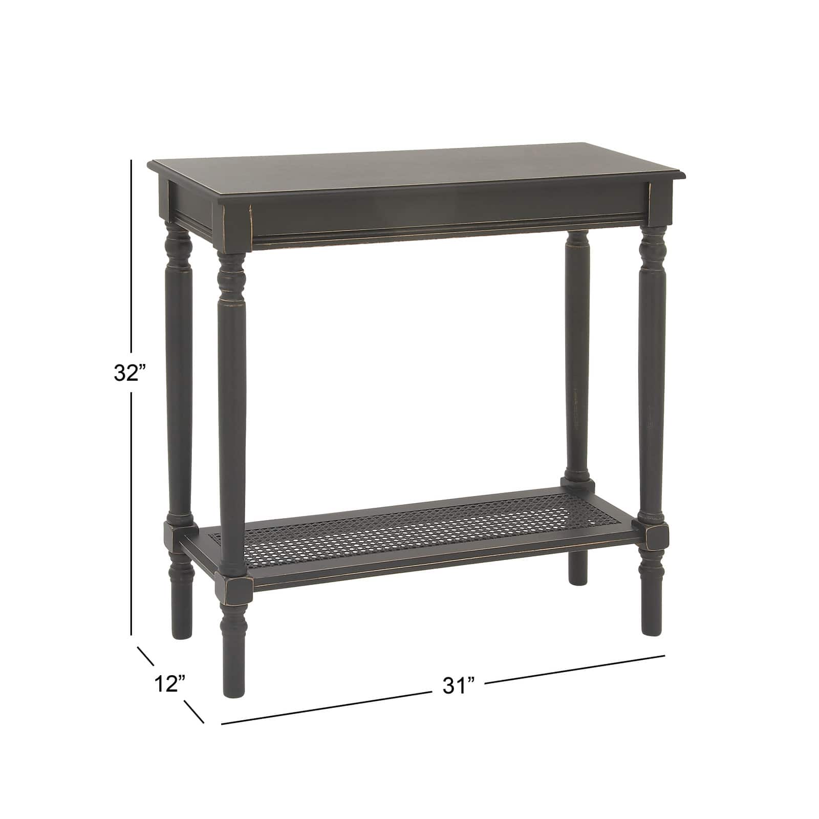 32" Black Traditional Wooden Console Table