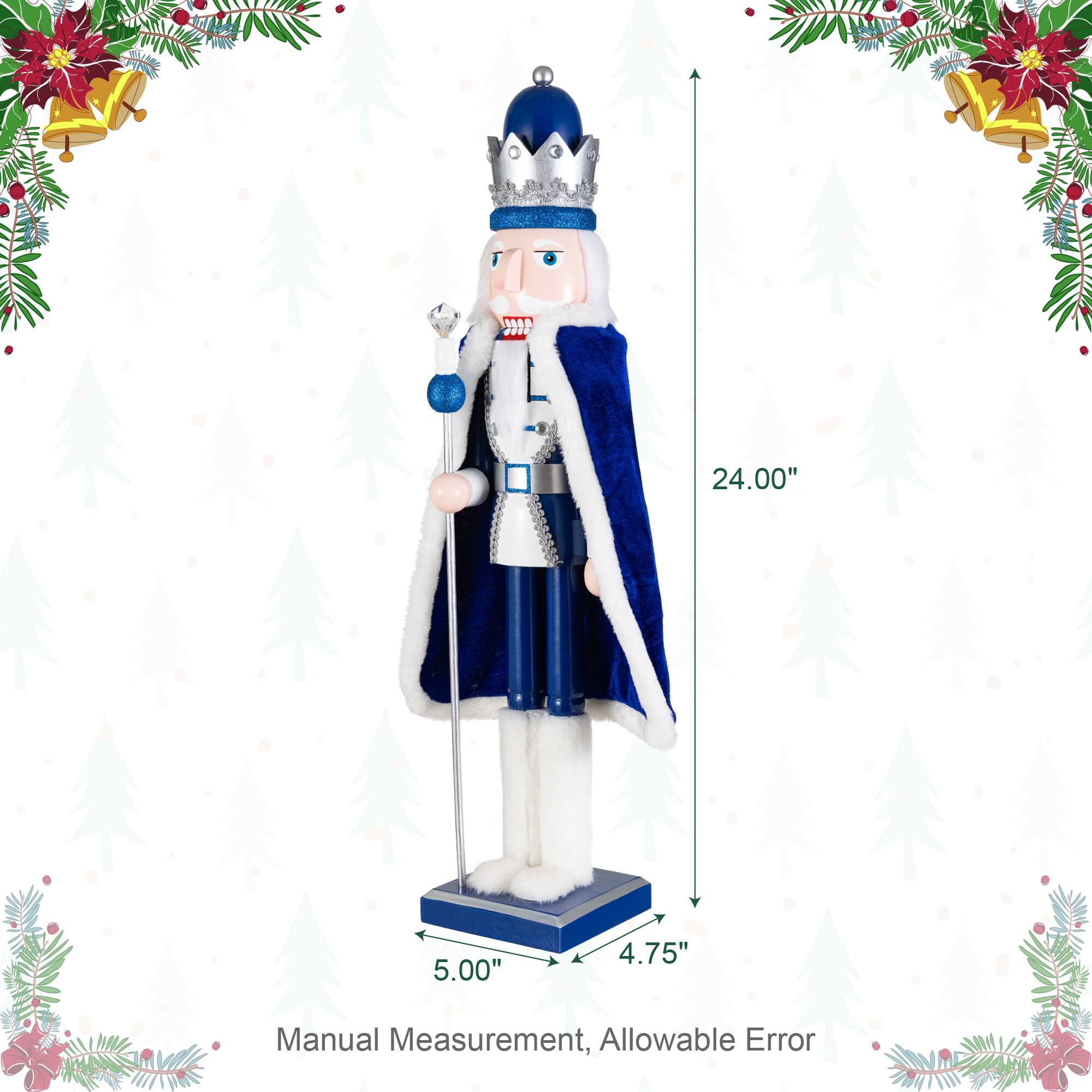 Glitzhome® 24" Wooden Christmas Blue King Nutcracker
