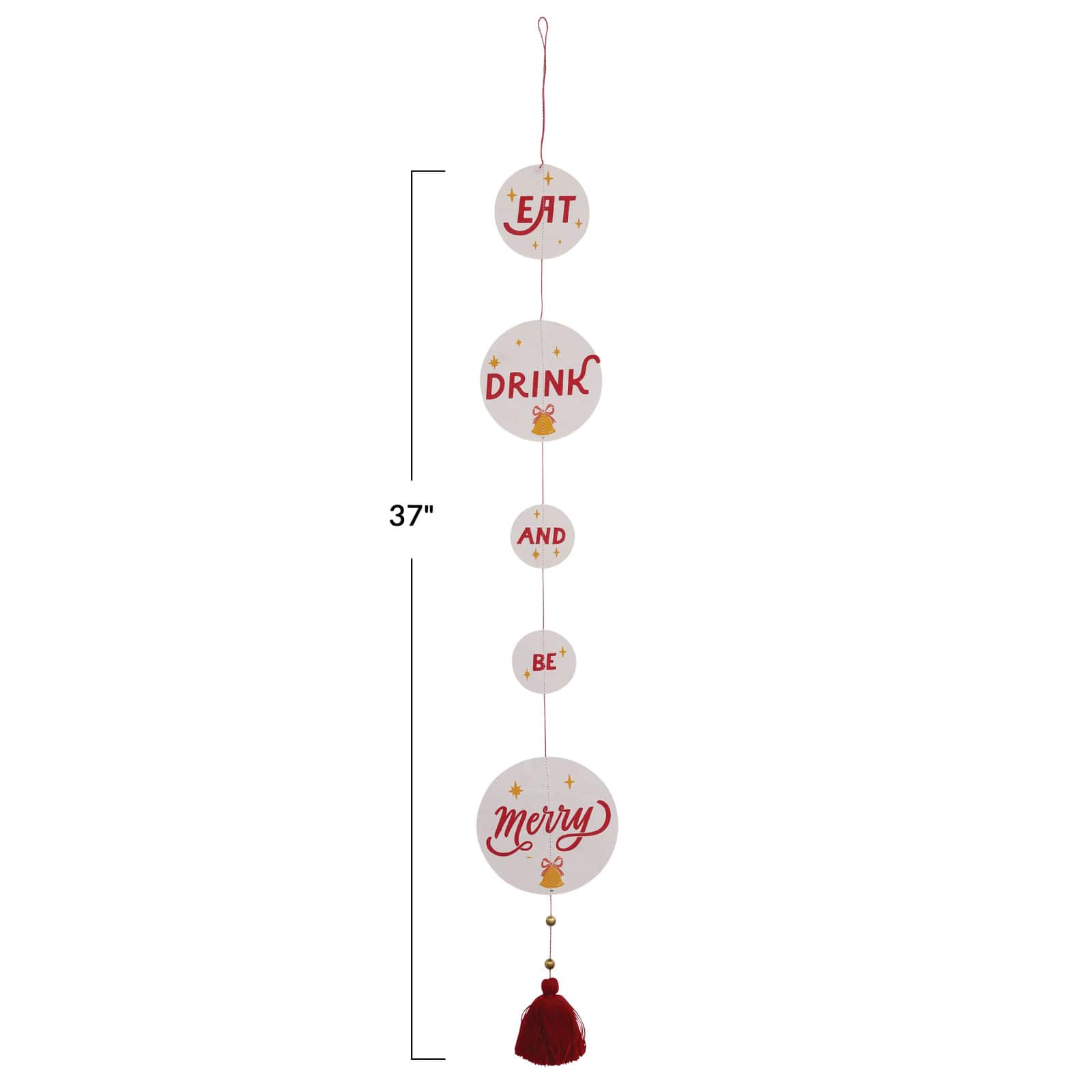 Hello Honey® 3ft. Eat Drink & Be Merry Handmade Recycled Paper Banner with Beaded Tassel