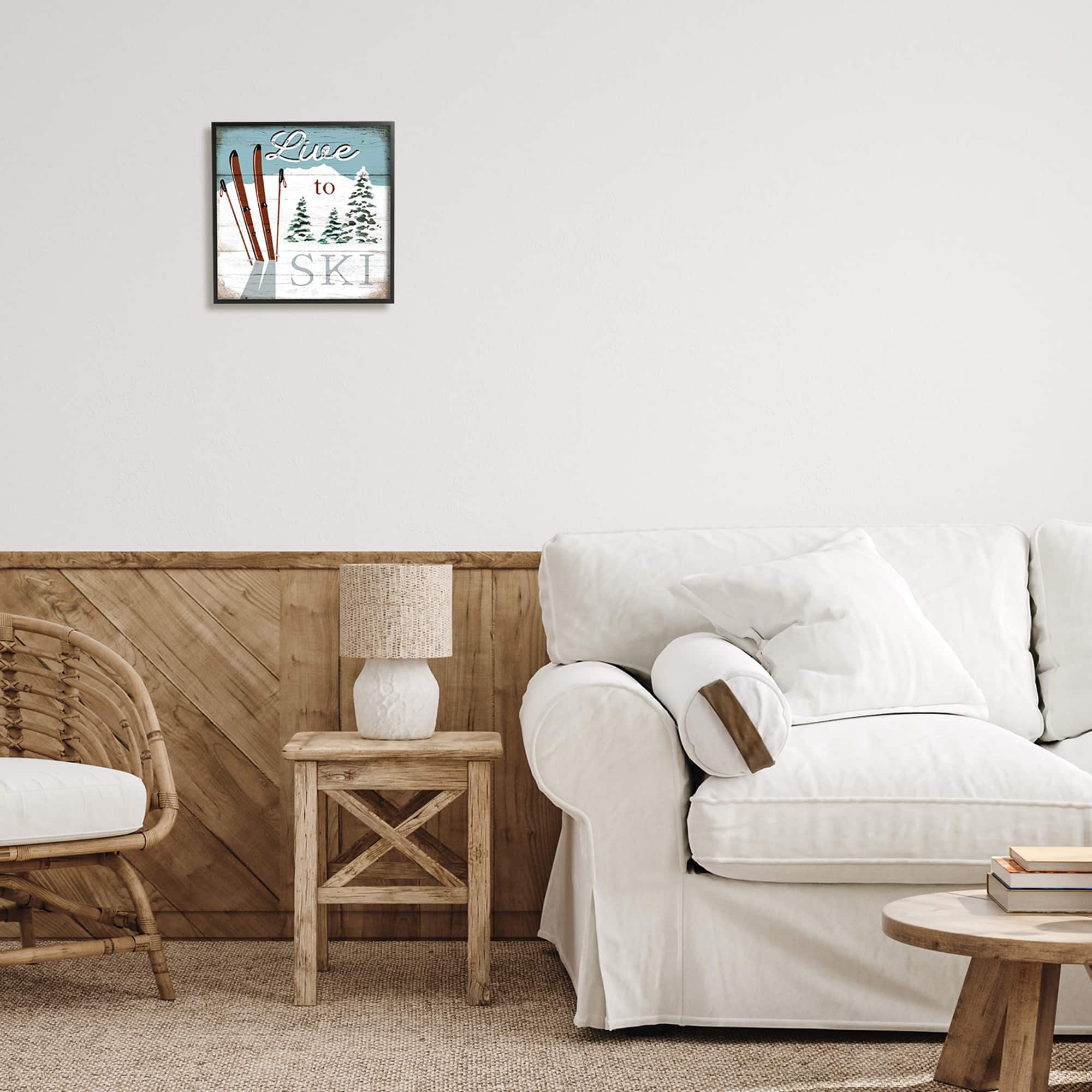 Stupell Industries Live To Ski Rustic Snow Sports Rustic Cabin Framed Wall Art