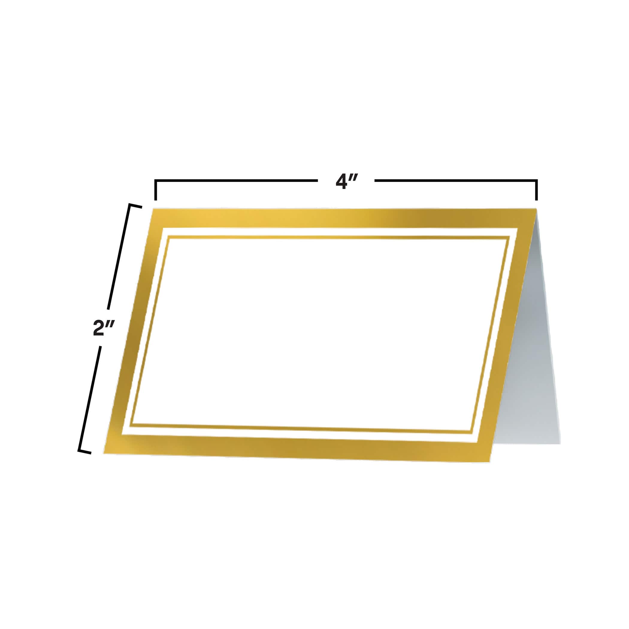 Beistle 2" x 4" White & Gold Place Cards, 50ct.