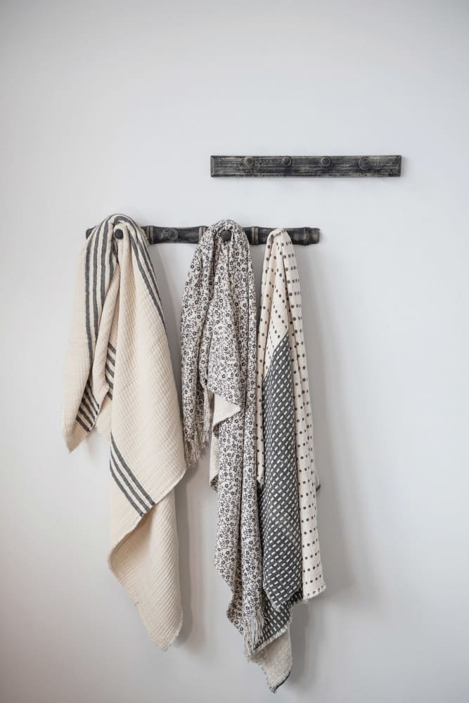 Hello Honey® Coastal Black and White Stripe Throw Blanket and Frayed Edges