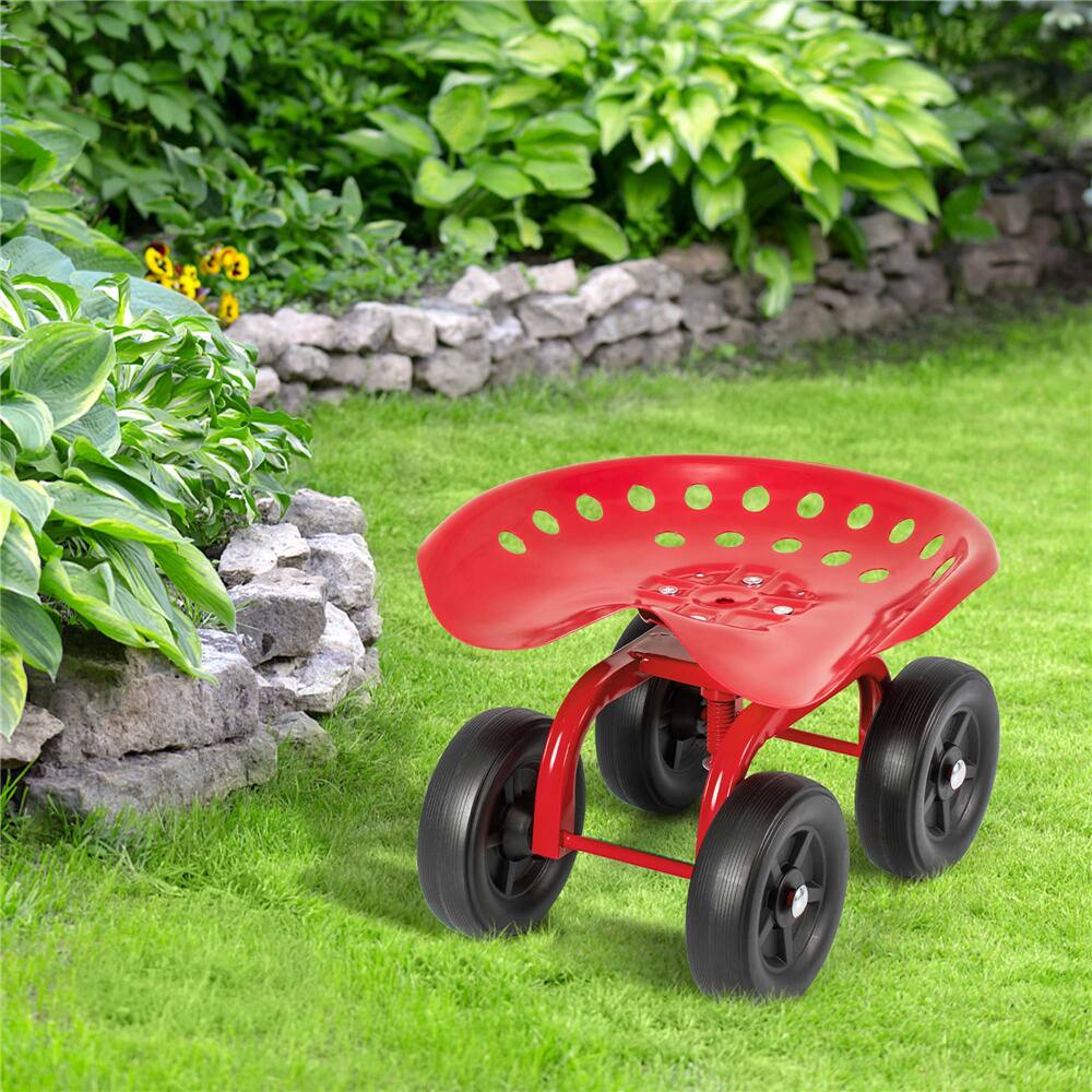 Costway Rolling Garden Cart Heavy Duty Height Adjustable Swivel Work Seat
