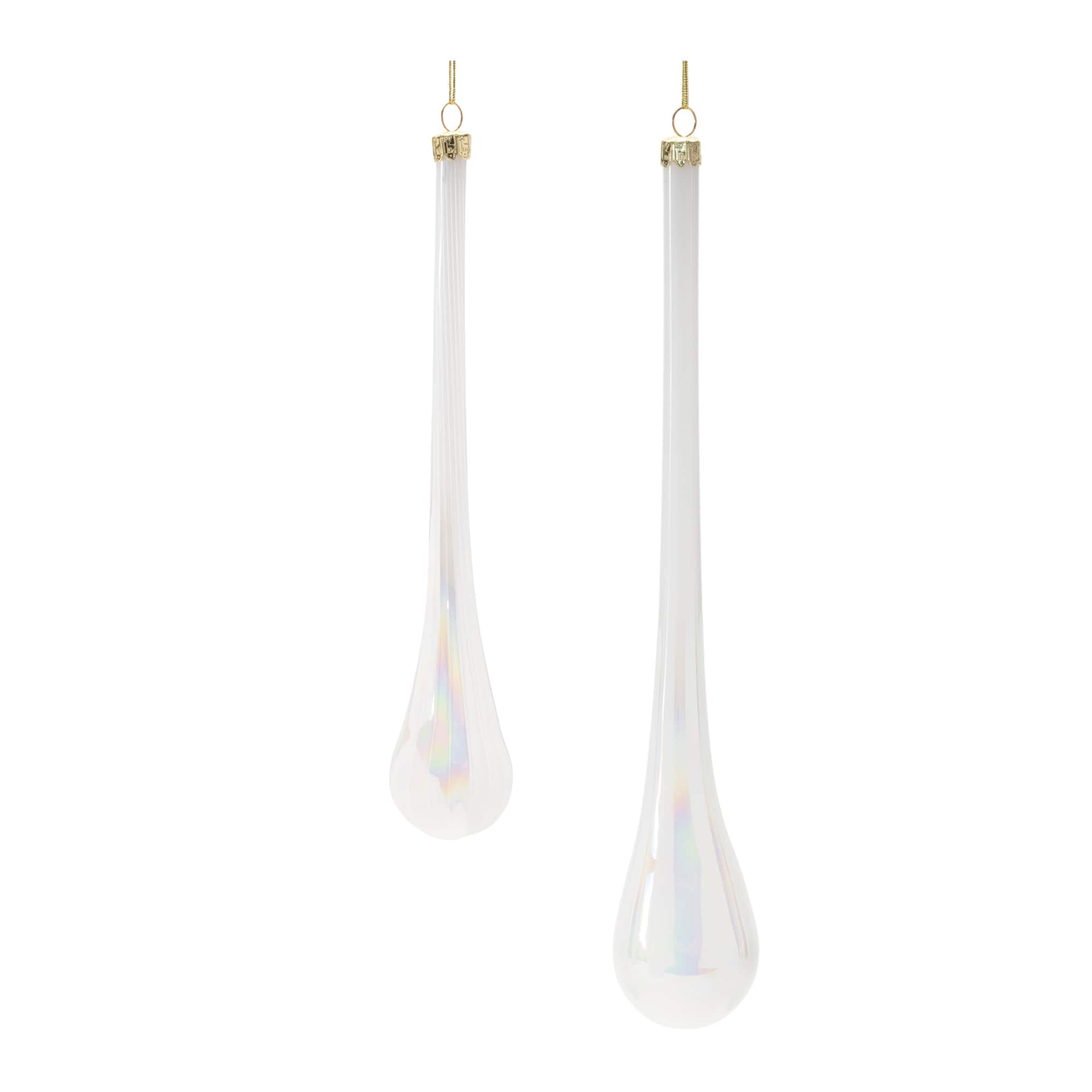 Iridescent Glass Drop Christmas Ornaments Set