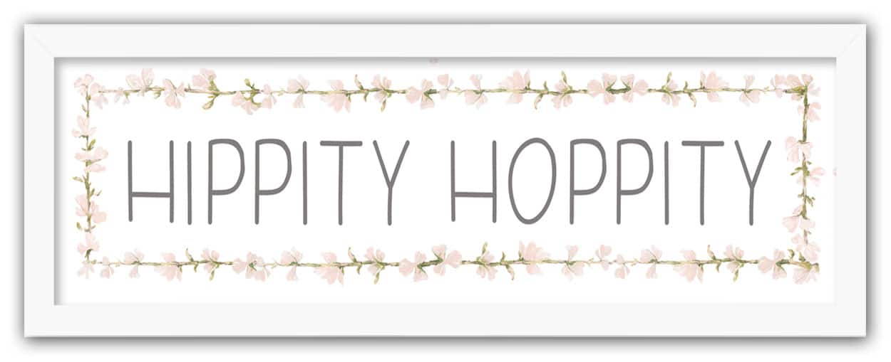 Hippity Hoppity Gray 12" x 36" White Framed Print Under Plexiglass