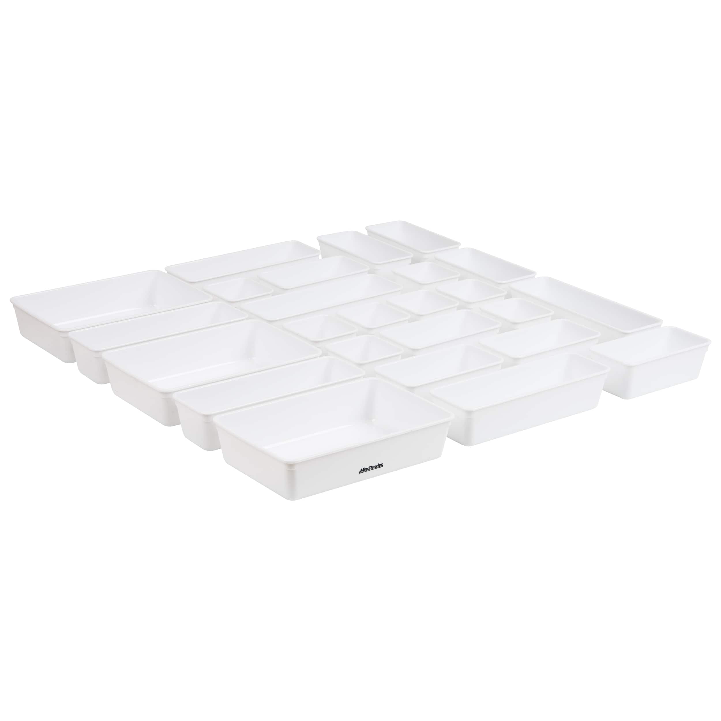 Mind Reader 25-Piece Drawer Organizer Set, Storage Trays, White