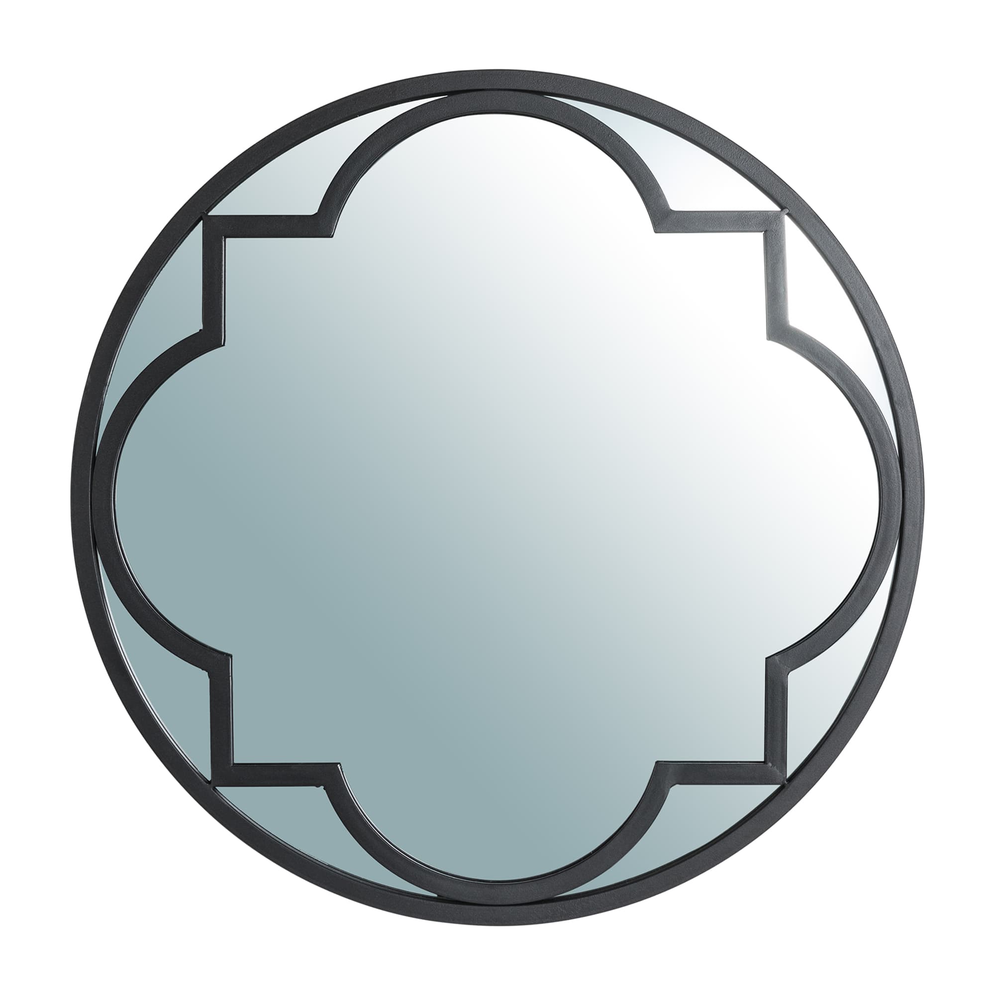 Glitzhome® 23" Black Metal Glass Round Wall Mirror