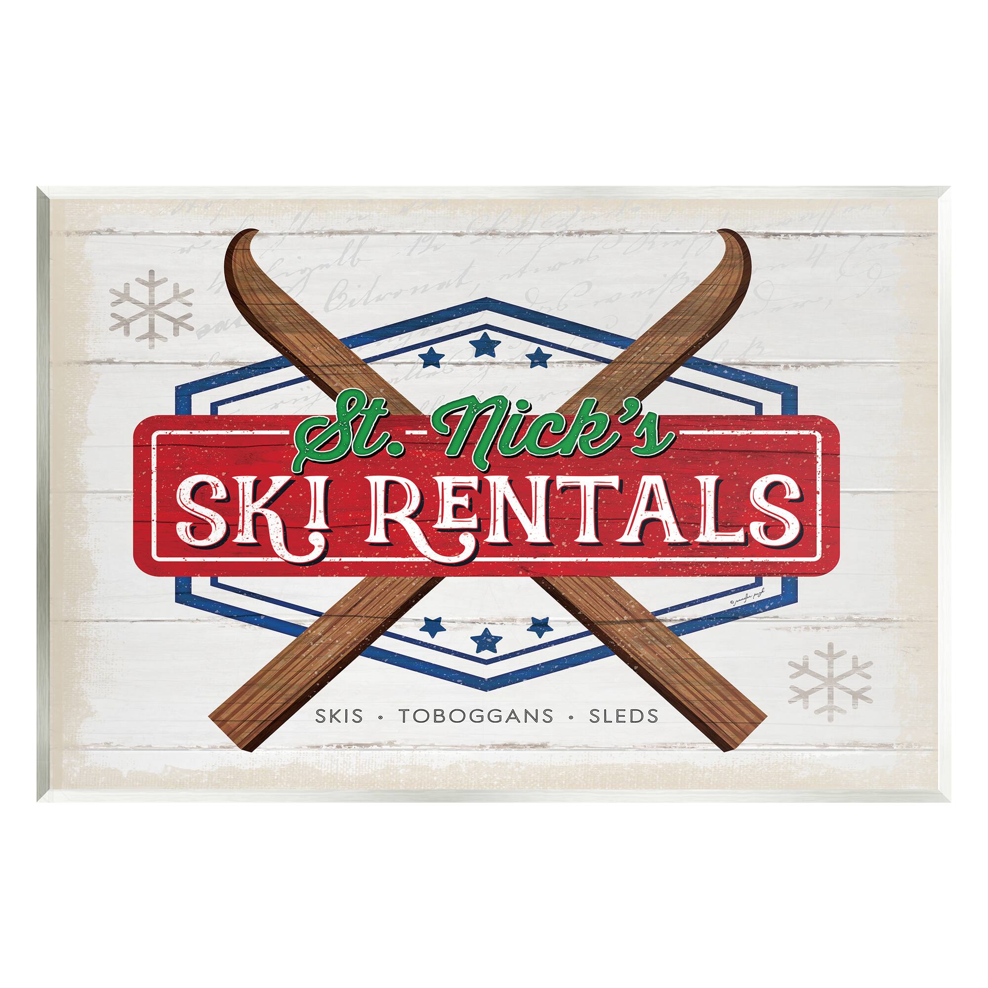 Stupell Industries St. Nick's Ski Rentals Vintage Wall Plaque Art