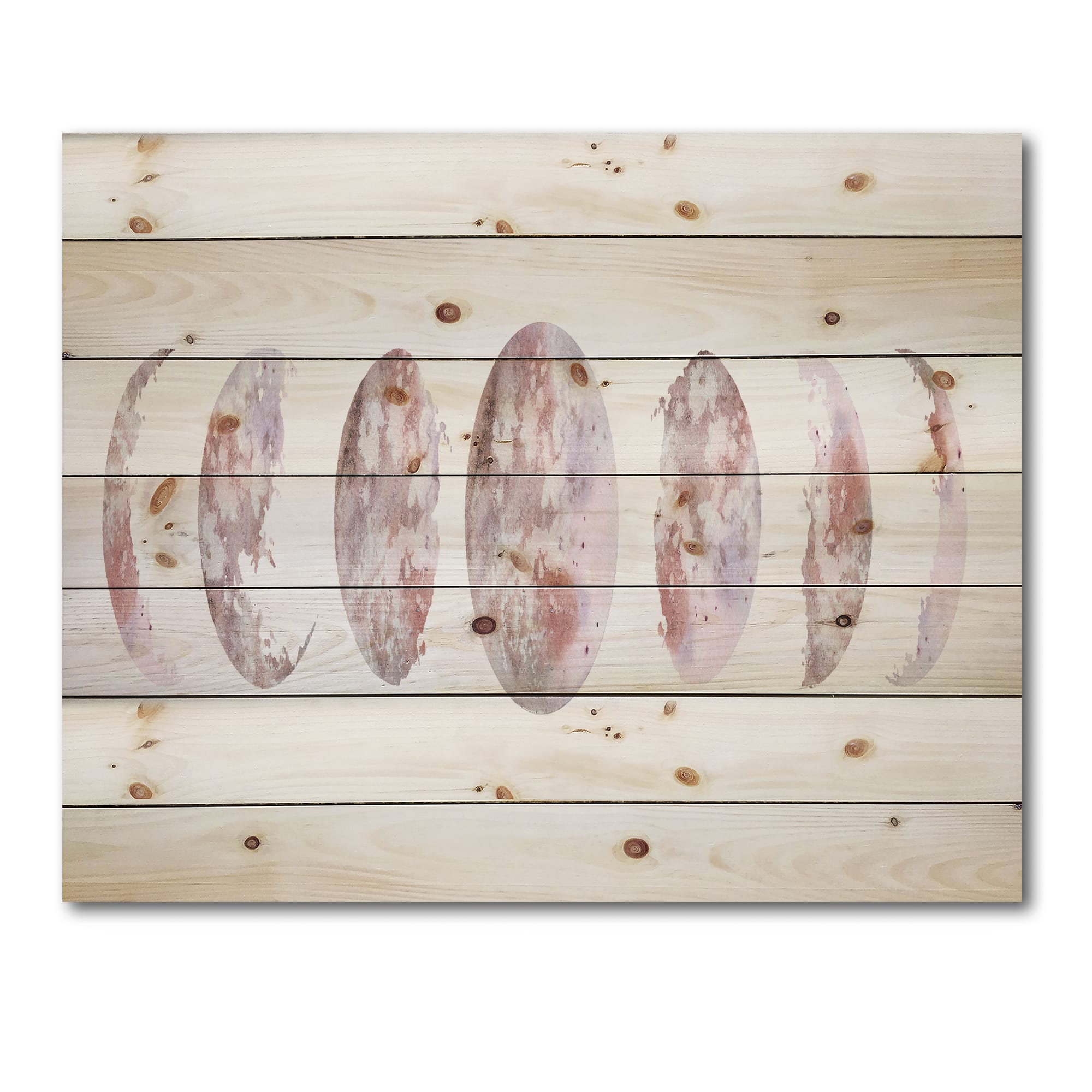 Designart - Moon Phases - Modern Print on Natural Pine Wood