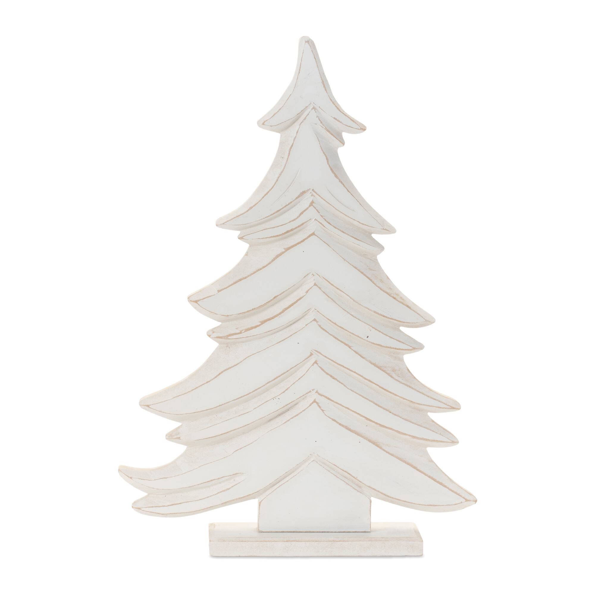 Carved Wood Pine Tree Set