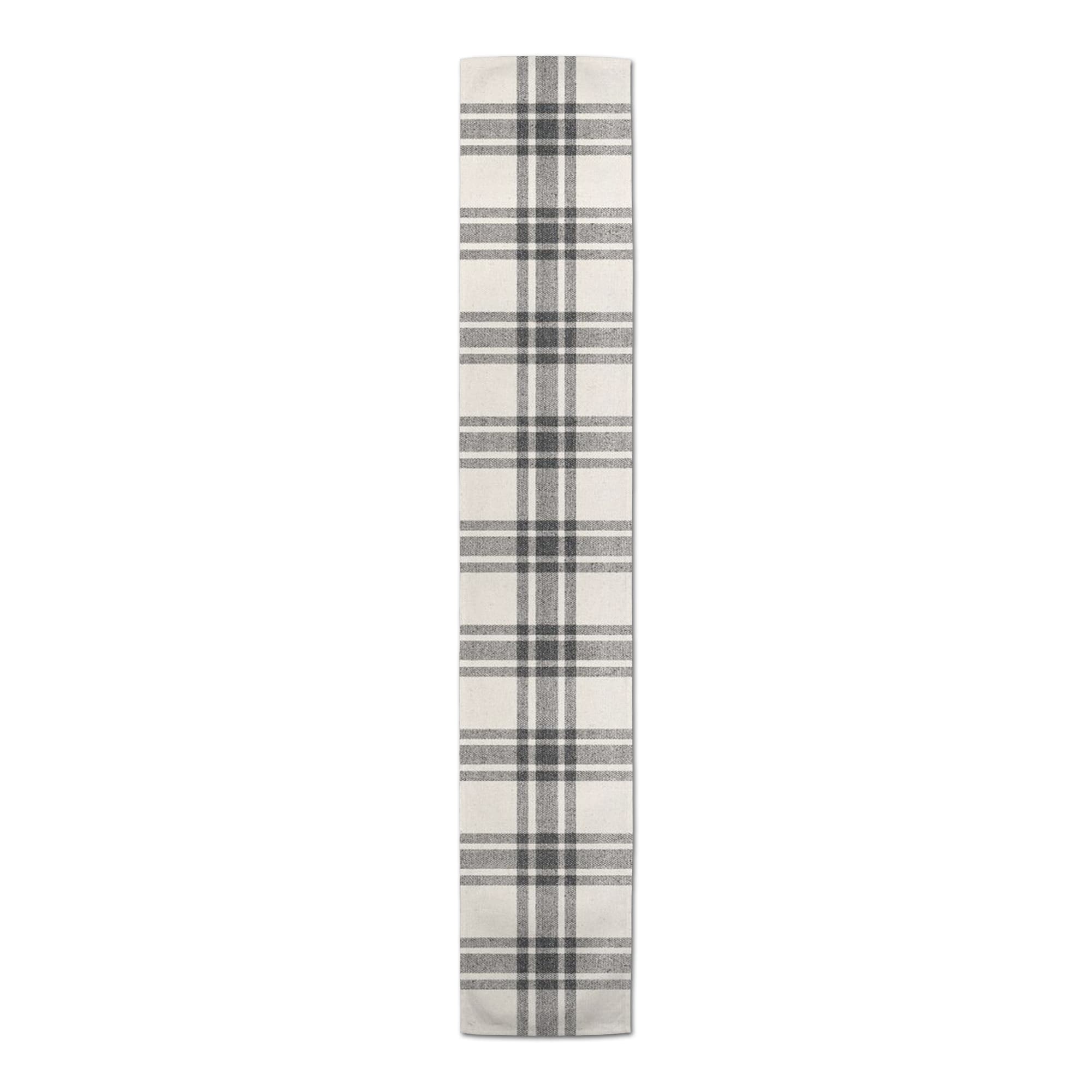 90'' Black Plaid Cotton Twill Runner