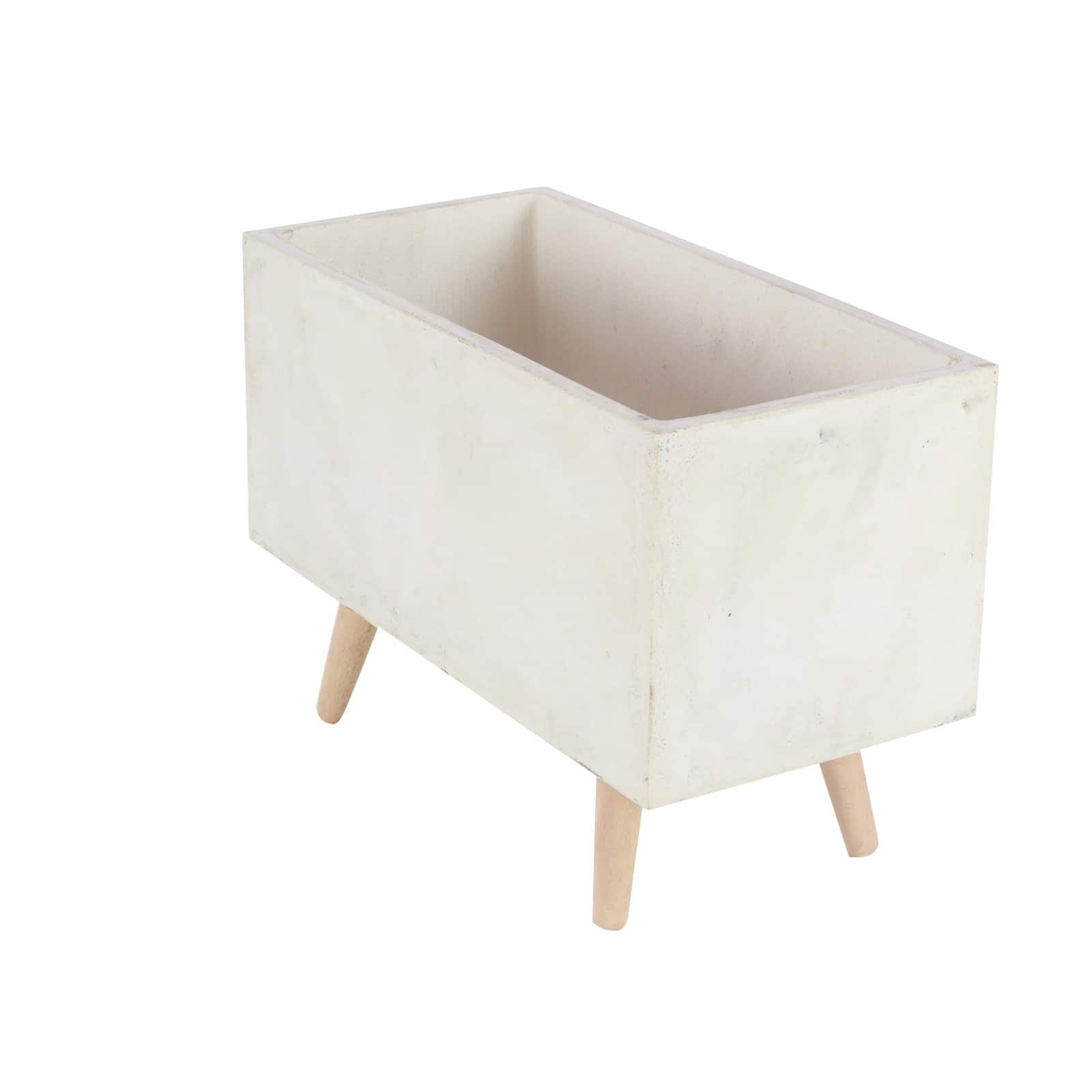 Set of 2 White Fiber clay Contemporary Planter, 17", 21"