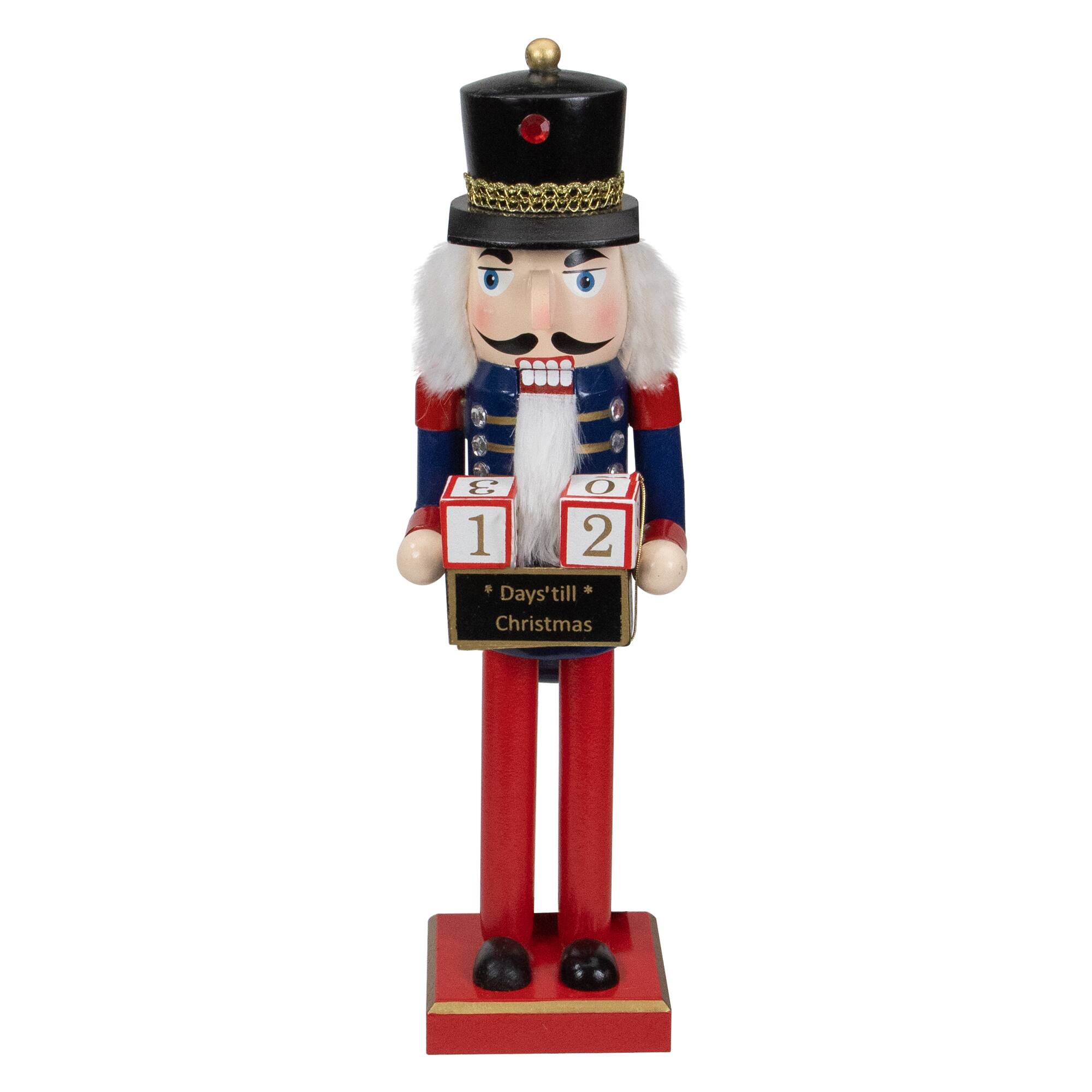 14" Wooden Nutcracker with Christmas Countdown Sign