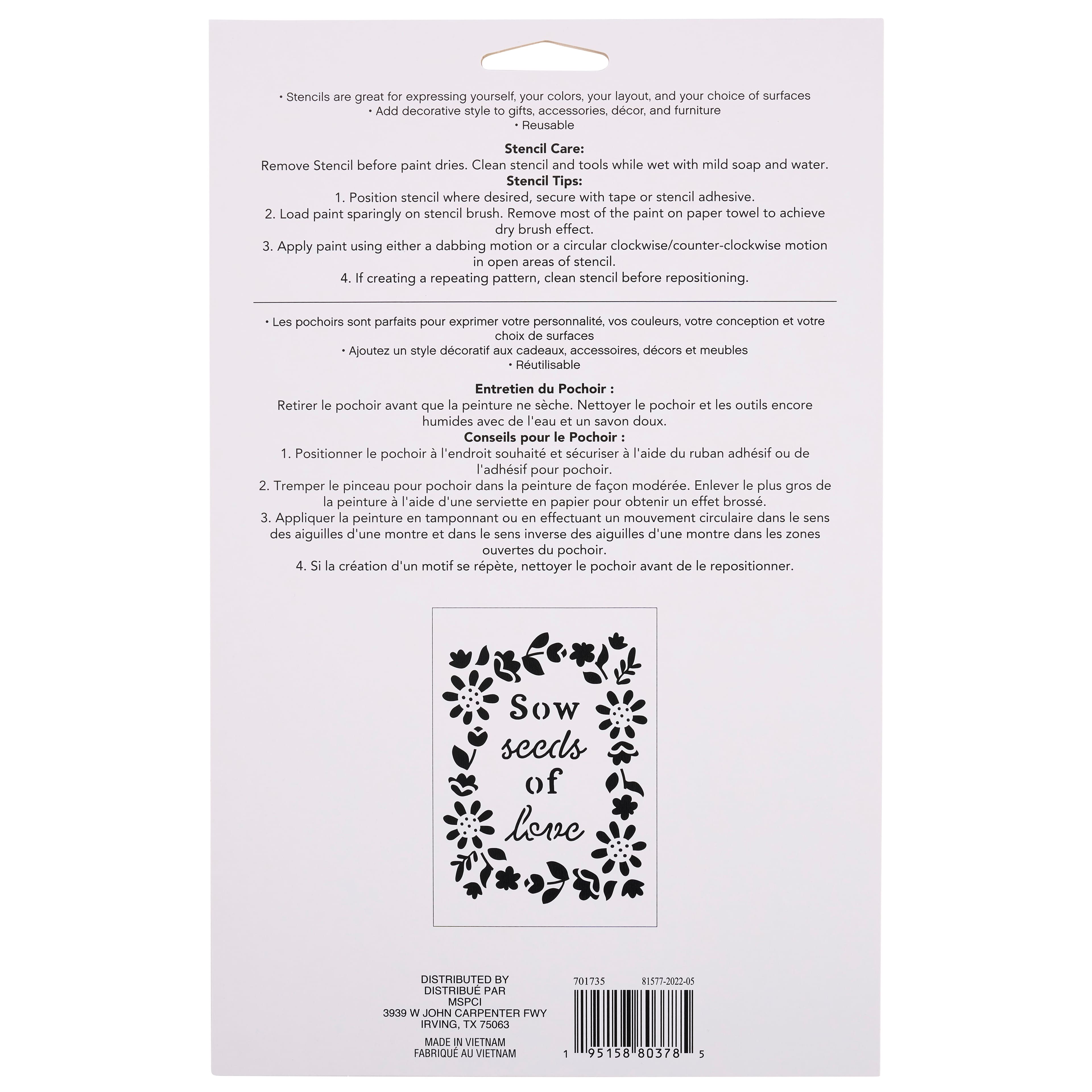 Sow Seeds of Love Stencil, 7" x 10" by Craft Smart®