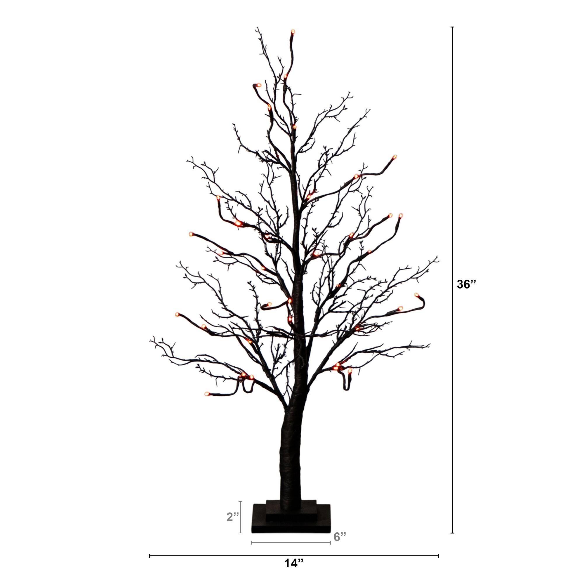 3ft. Pre-Lit Halloween Deluxe Black Twig Artificial Tree with 36 Orange & Purple LED Lights