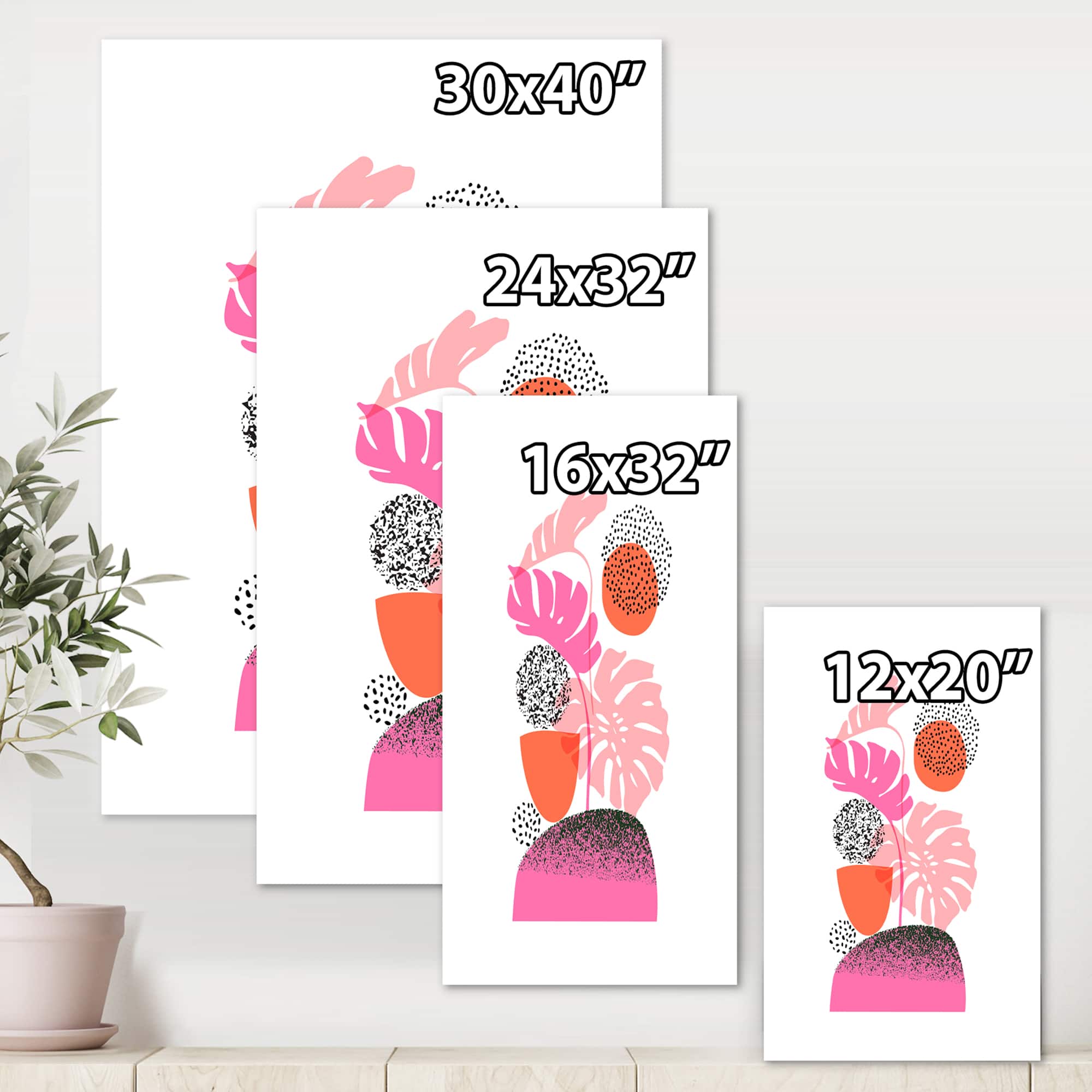 Designart - Geometric Moon & Sun Shapes With Tropical Leaves