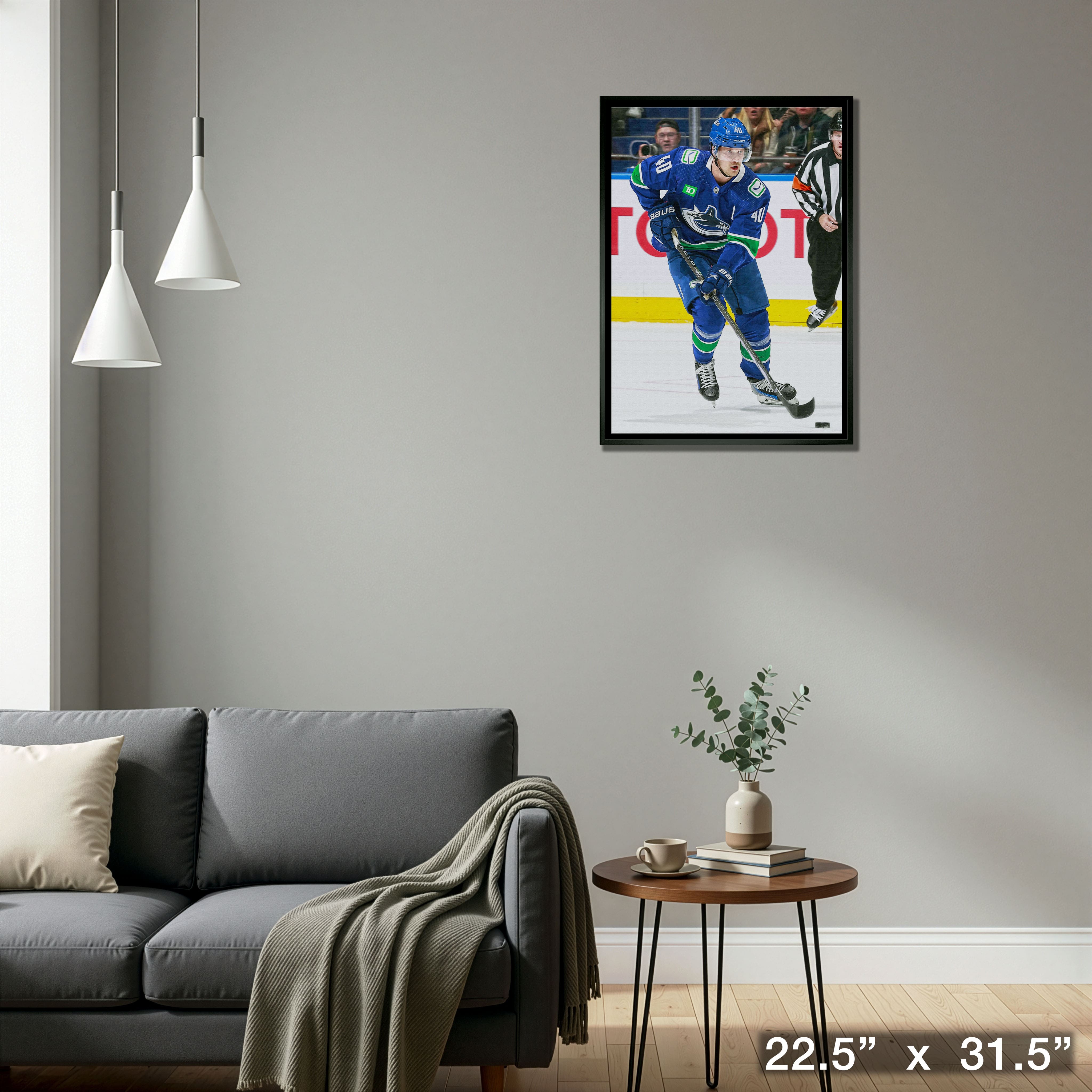 Elias Pettersson Framed 20" x 29" Canvas Canucks Action-V 22.5" x 31.5"