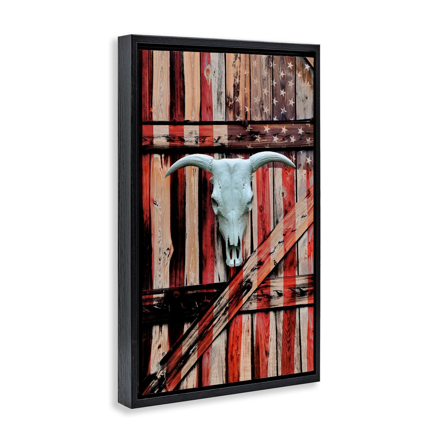 Stupell Industries Patriotic Cow Skull Floater Framed Art