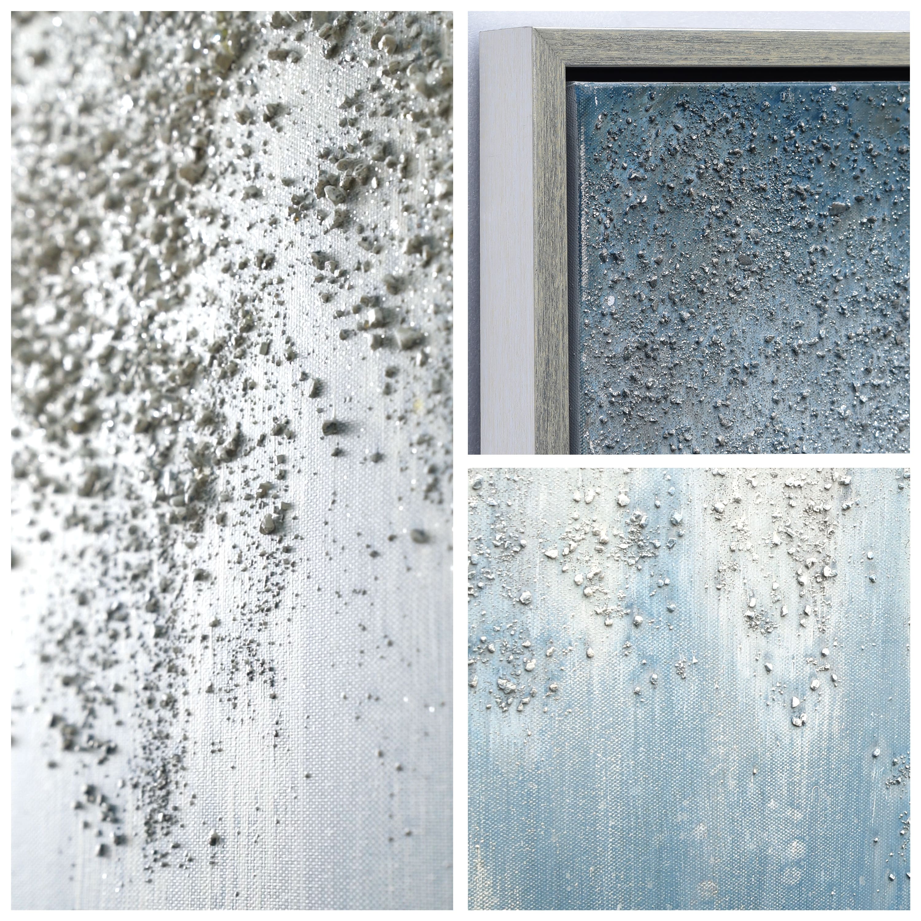 Empire Art Direct 36" x 36" Blue Rain Textured Metallic Glitter Hand Painted Canvas Wall Art Set