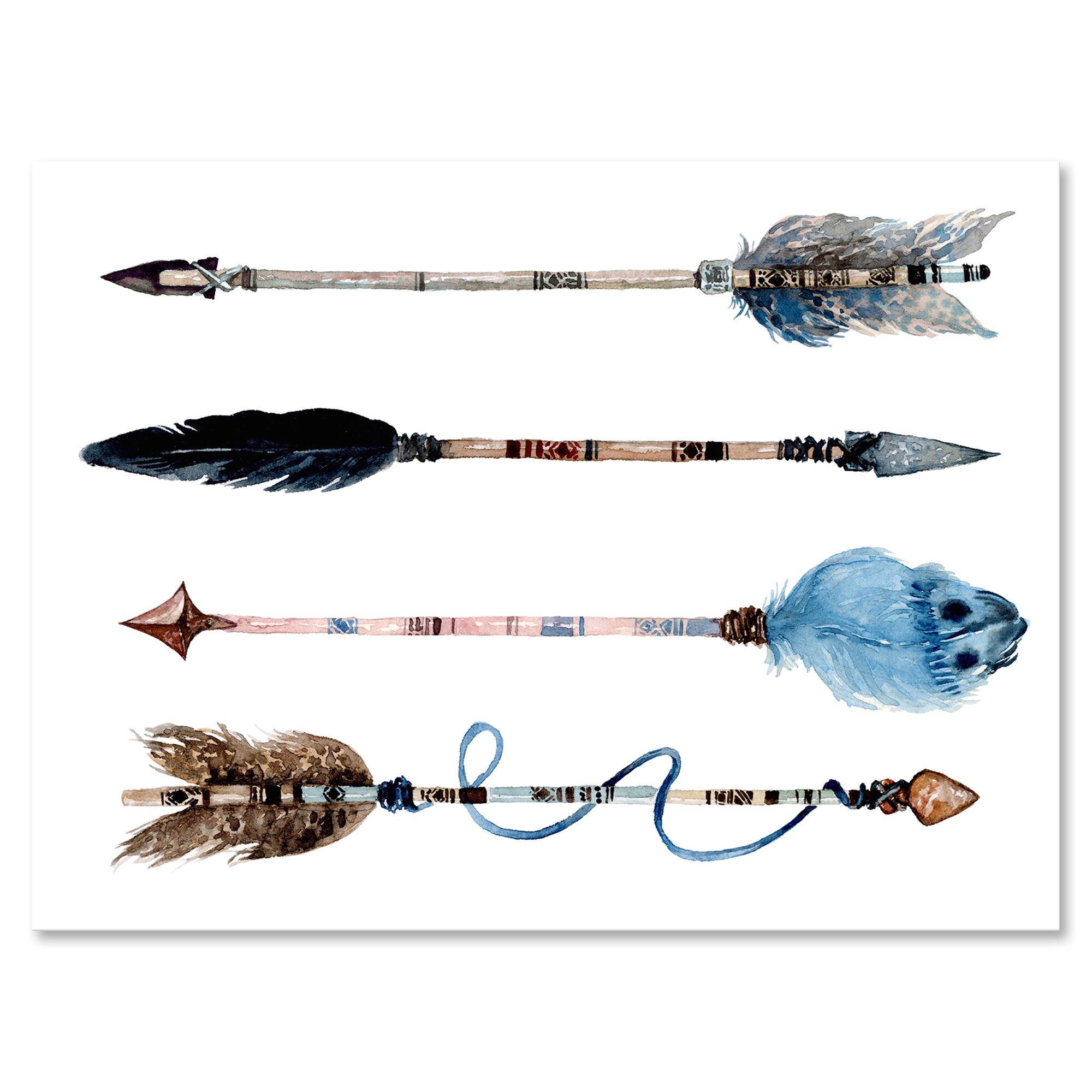 Designart - Ethnic Feathers and Flowers On Native Arrows IV