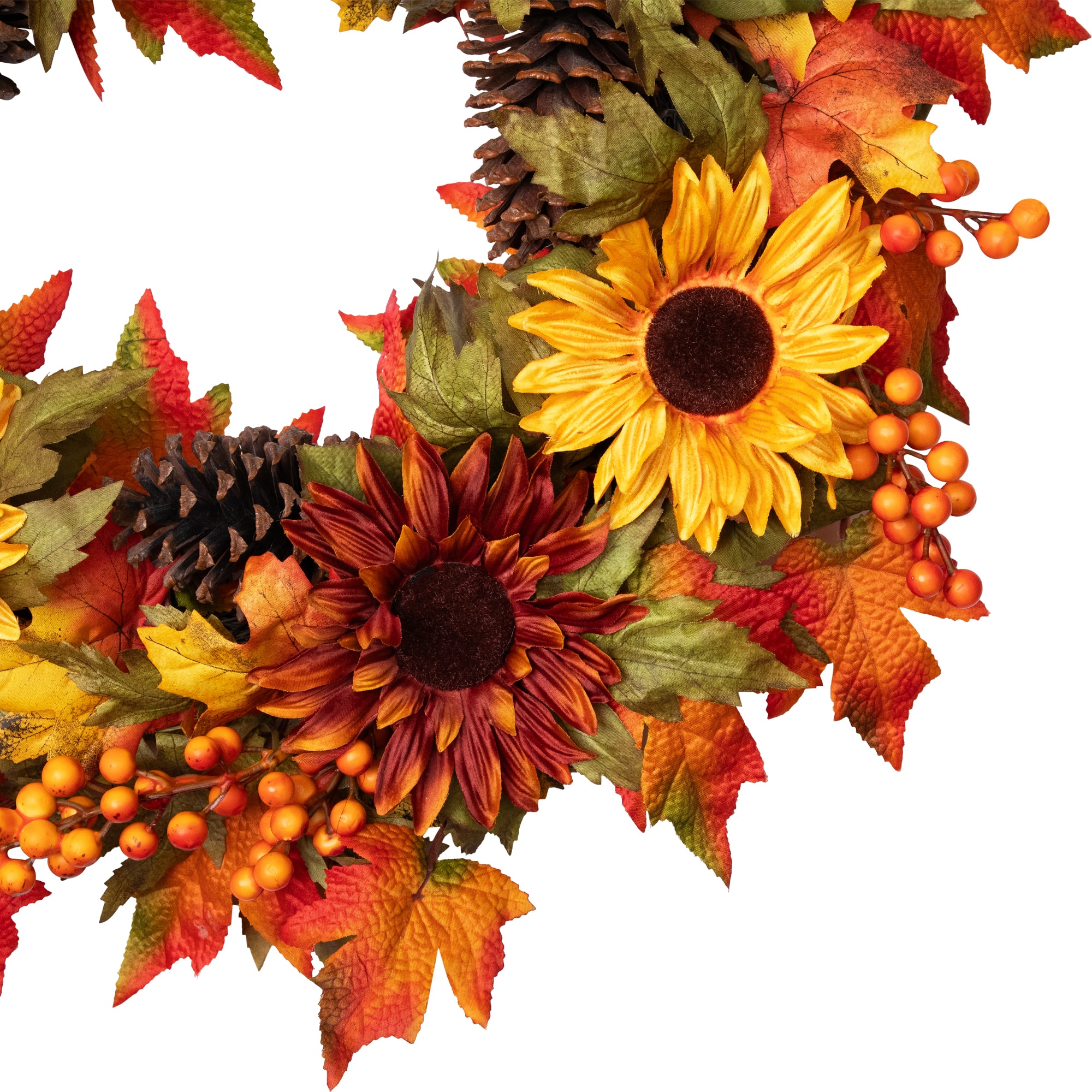 24" Sunflower & Pinecone Fall Wreath