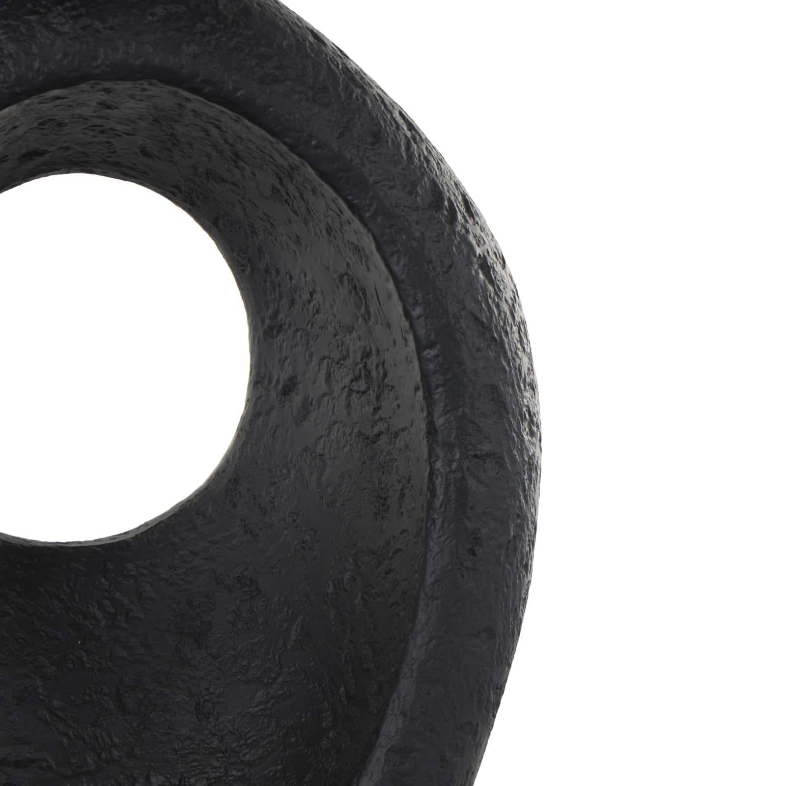 18" Black Abstract Cutout Polystone Teardrop Sculpture with Block Base