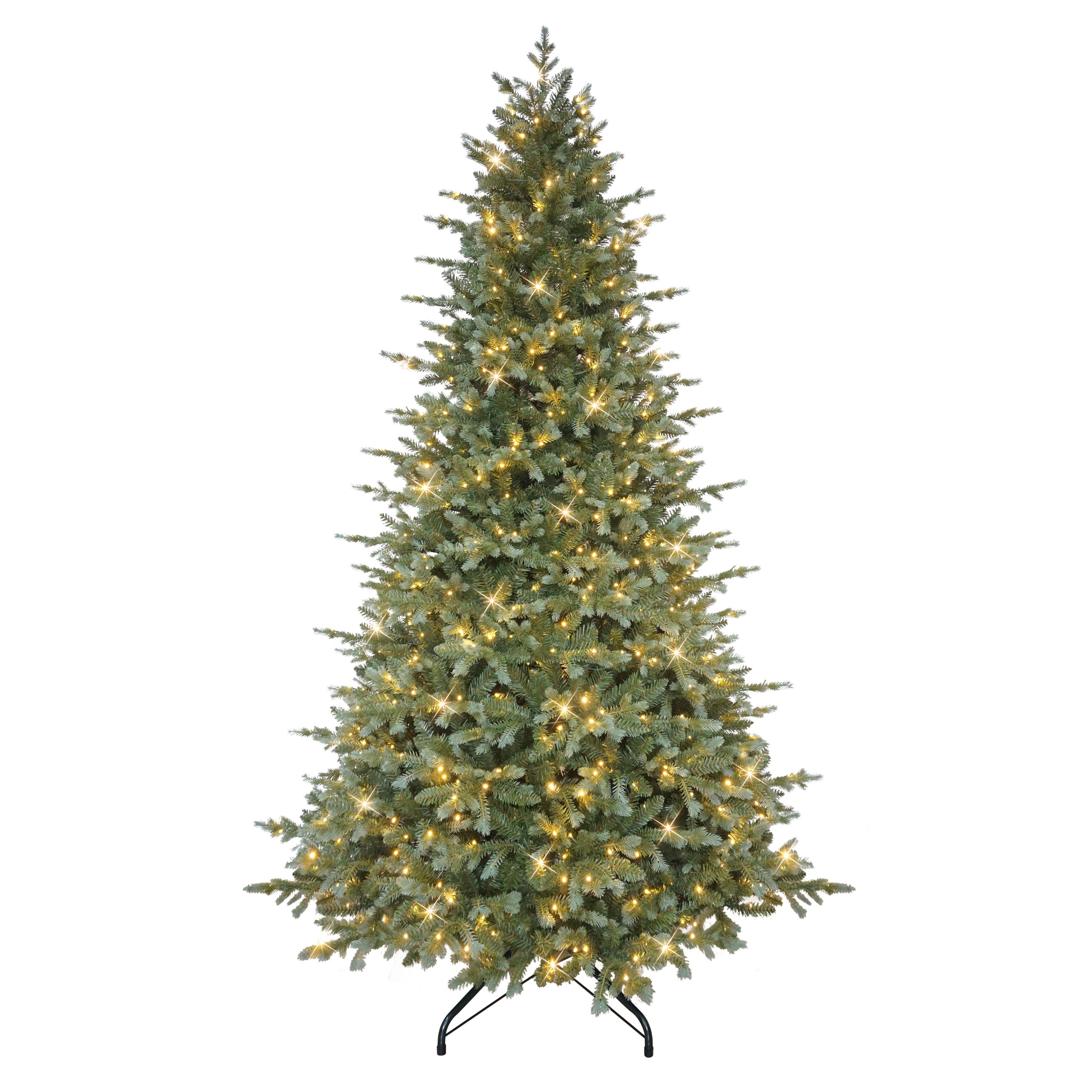 9ft. Pre-Lit Green Linden Fir Artificial Christmas Tree, Dual-Color LED Lights