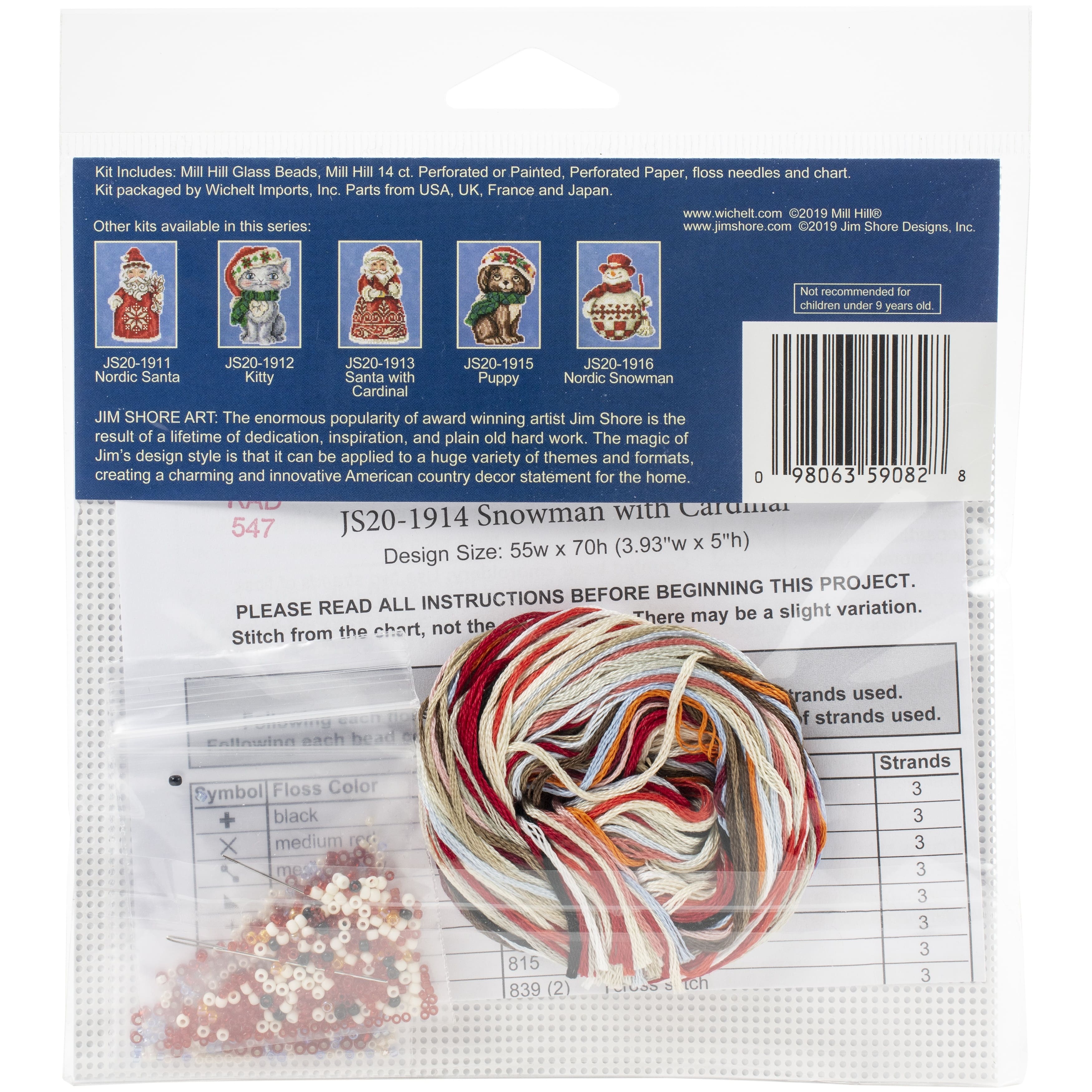 Mill Hill® Jim Shore Snowman With Cardinal Counted Cross Stitch Kit