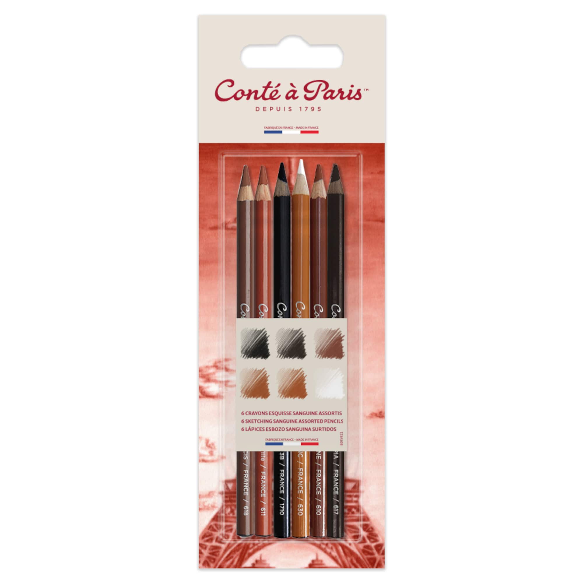 Conté à Paris ™ Sanguine Sketching & Drawing Pencils, 6ct.