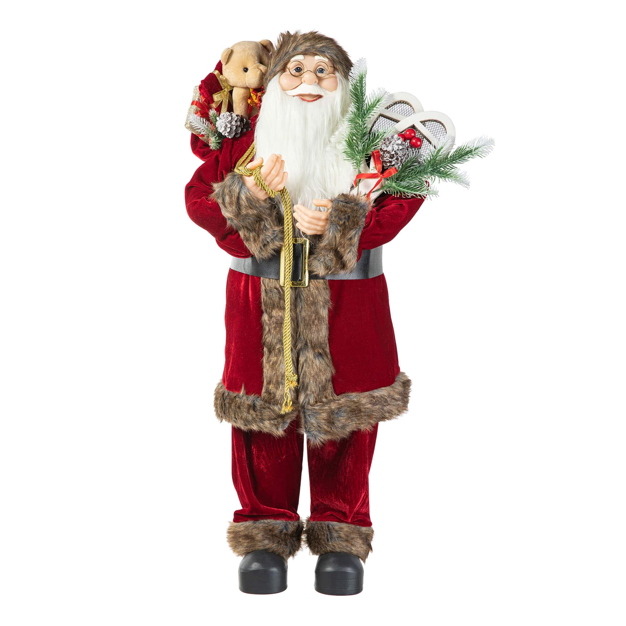 Glitzhome® 35.5" Faux Fur Traditional Christmas Santa Figurine