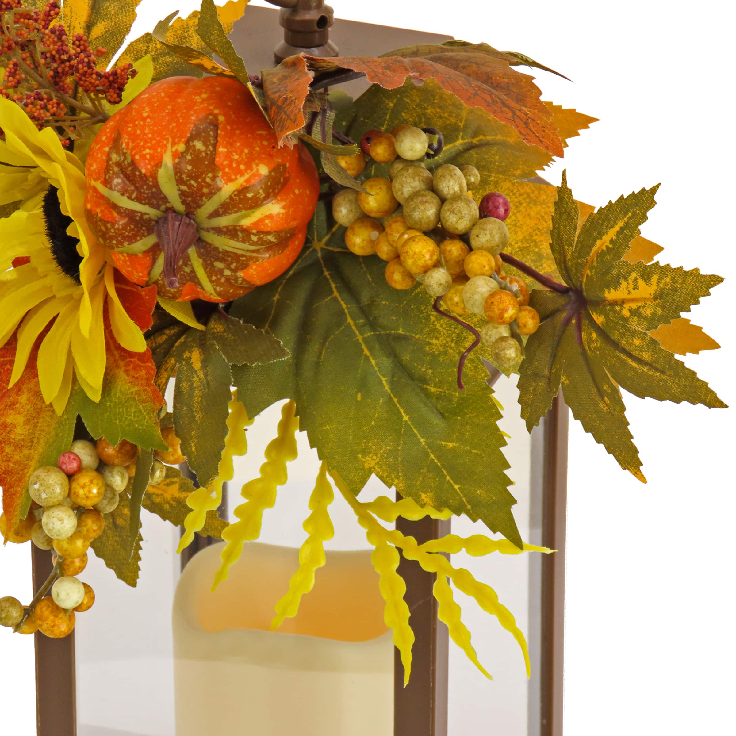 14" Harvest Lantern Decoration with LED Candle