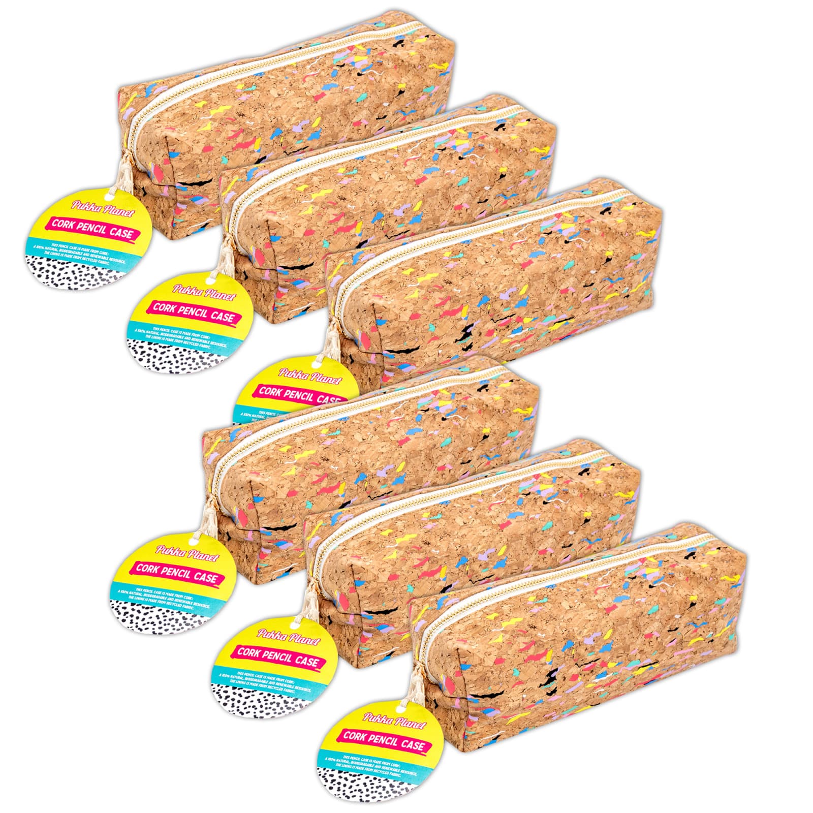 Pukka Pads Pukka Planet Cork Pencil Case, Pack of 6