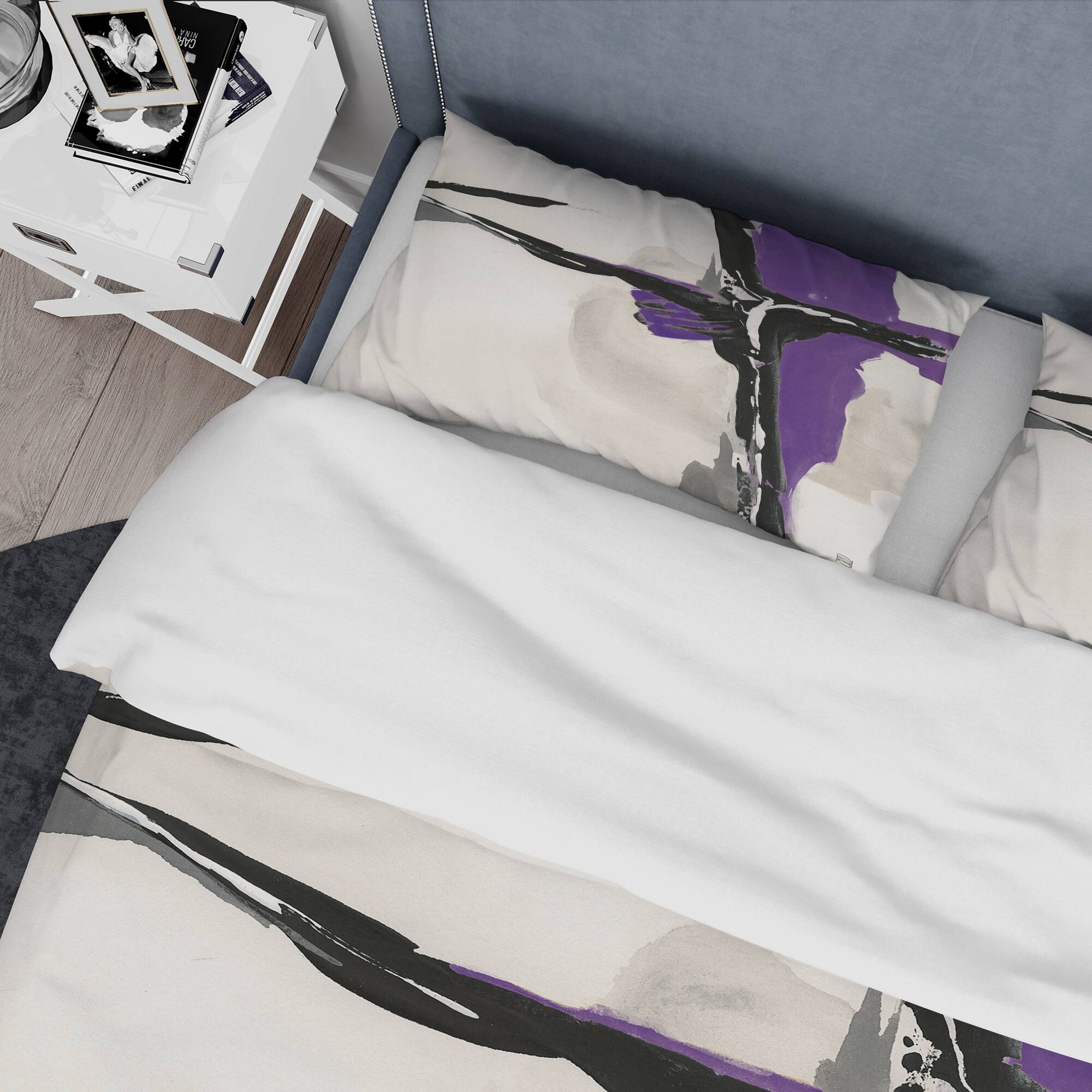 Designart 'Glam Cerulean I' Geometric Bedding Set - Duvet Cover & Shams