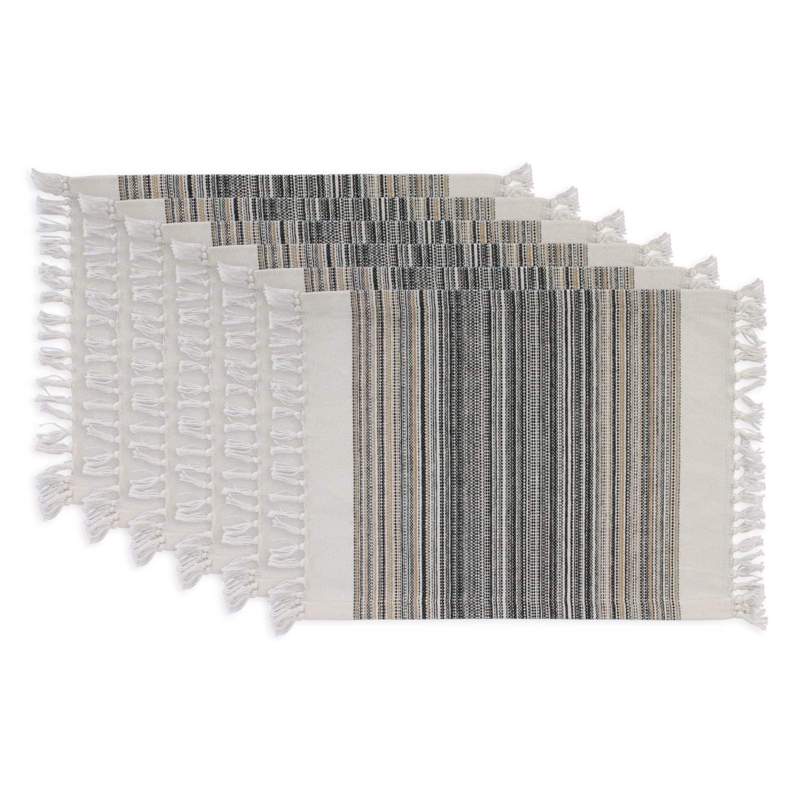 DII® 13" x 20" Fringed Striped Tabletoppers, 6ct.