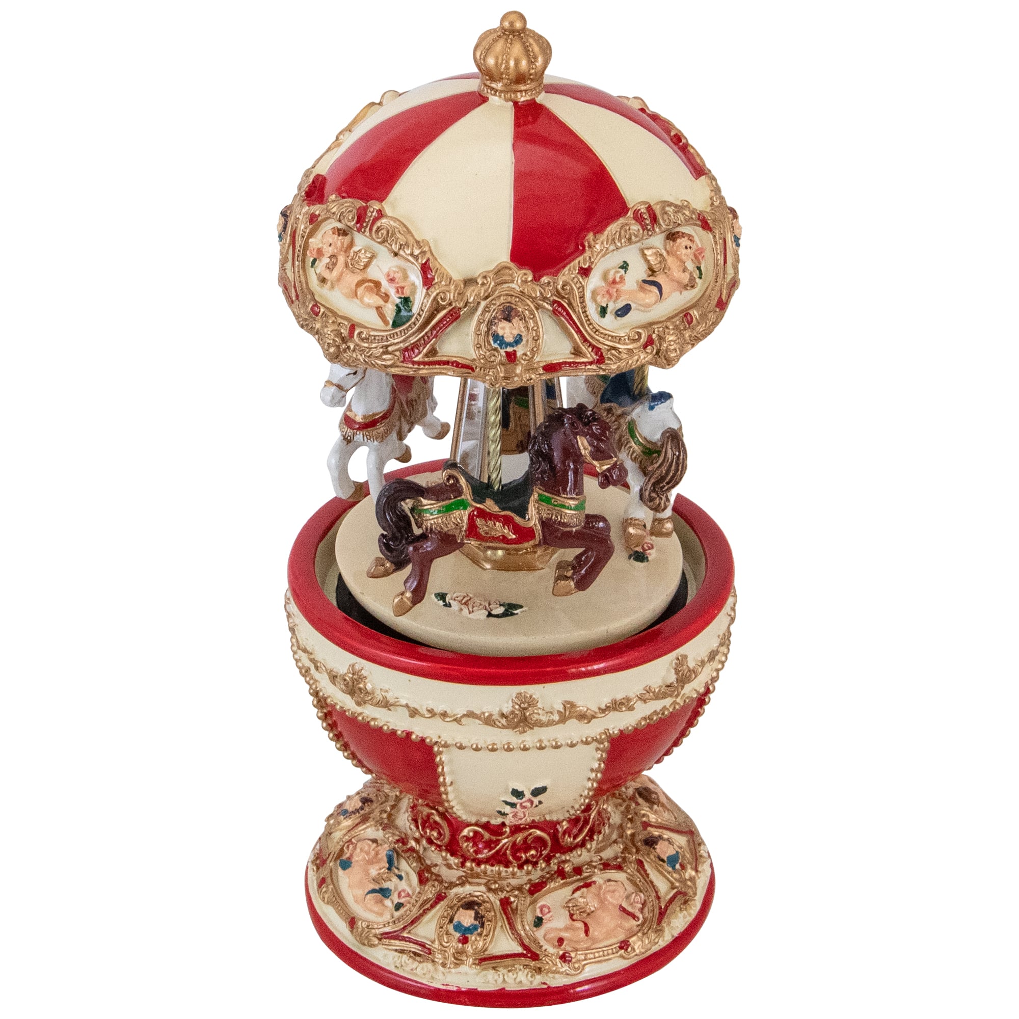 7.25" Animated & Musical Horses & Cupids Carousel