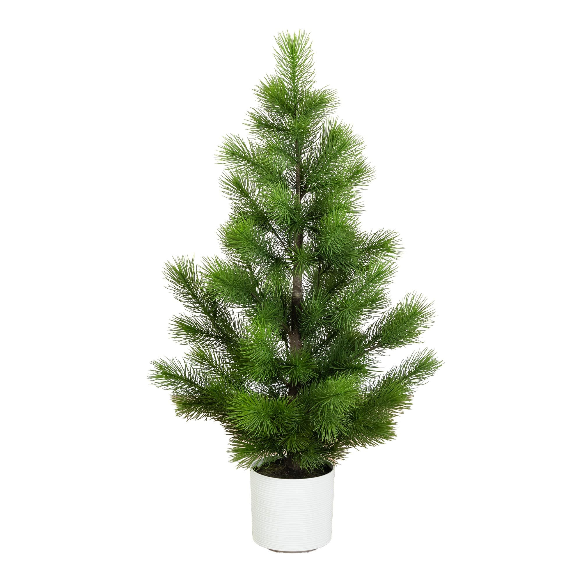 Nearly Natural 4Ft Artificial Real Touch Masson Pine Christmas Tree in White Decorative Planter in Green | 4 ft | Michaels®