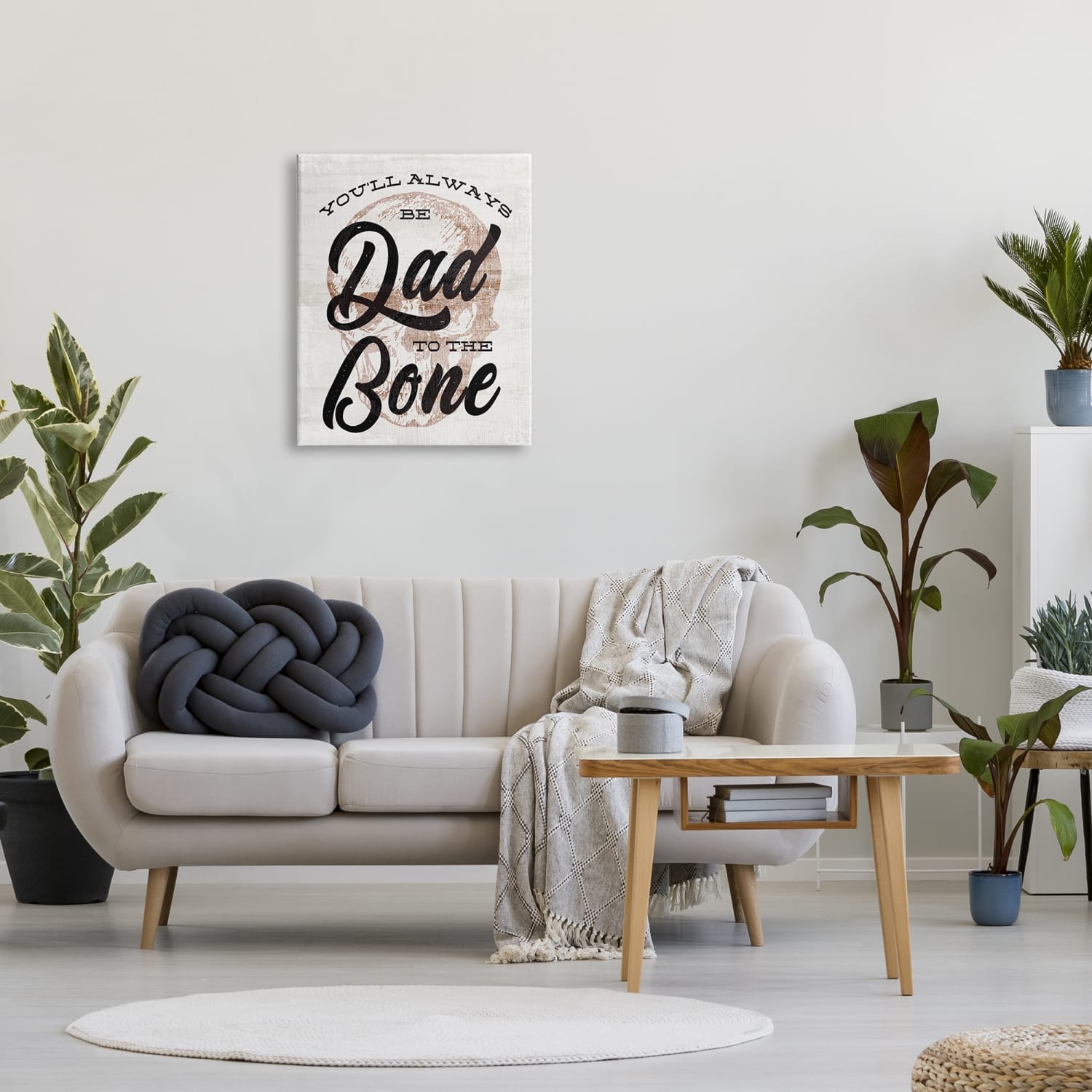Stupell Industries Dad To The Bone Punny Skull Phrase Canvas Wall Art