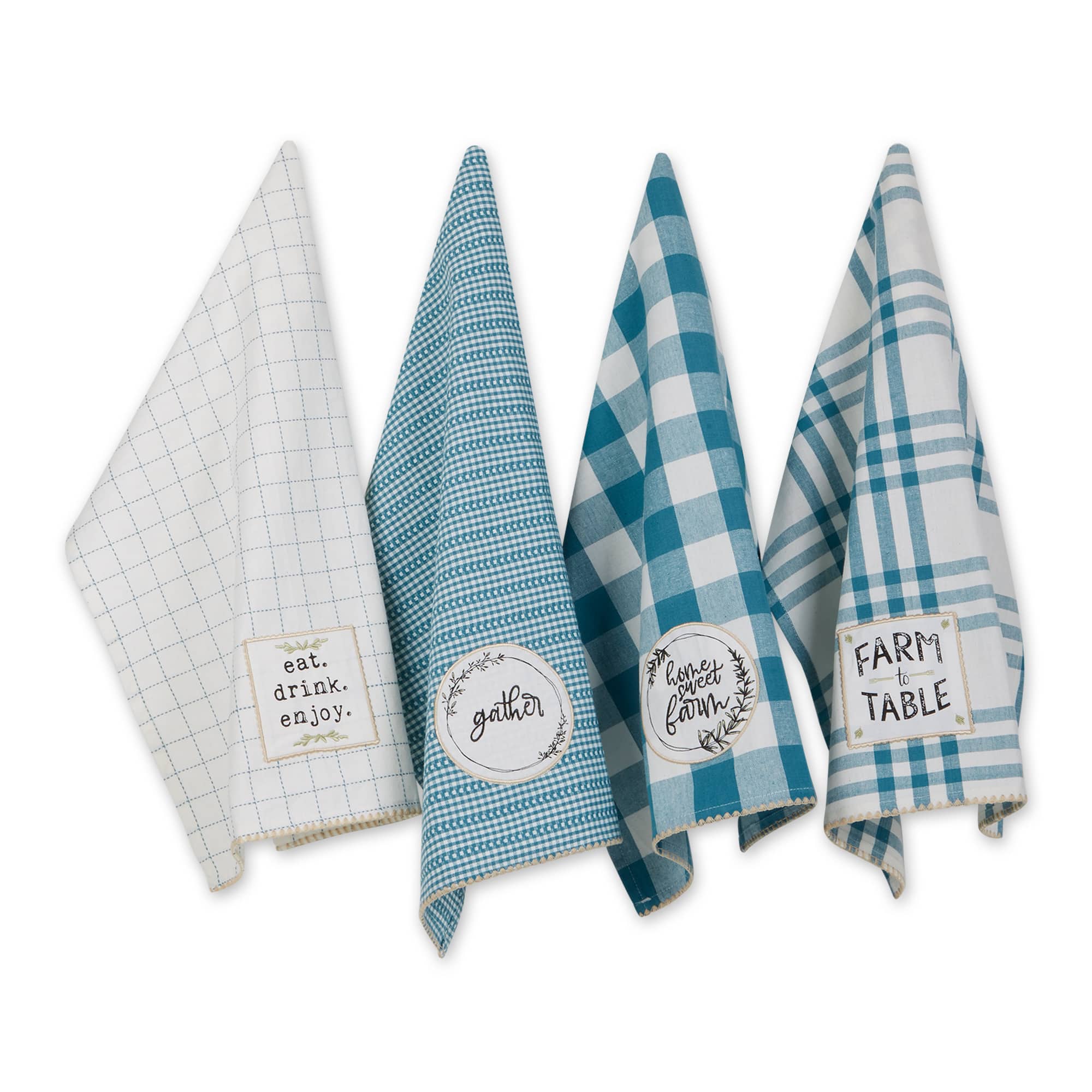 Storm Blue  Farm To Table Embellished Dishtowel (Set of 4)