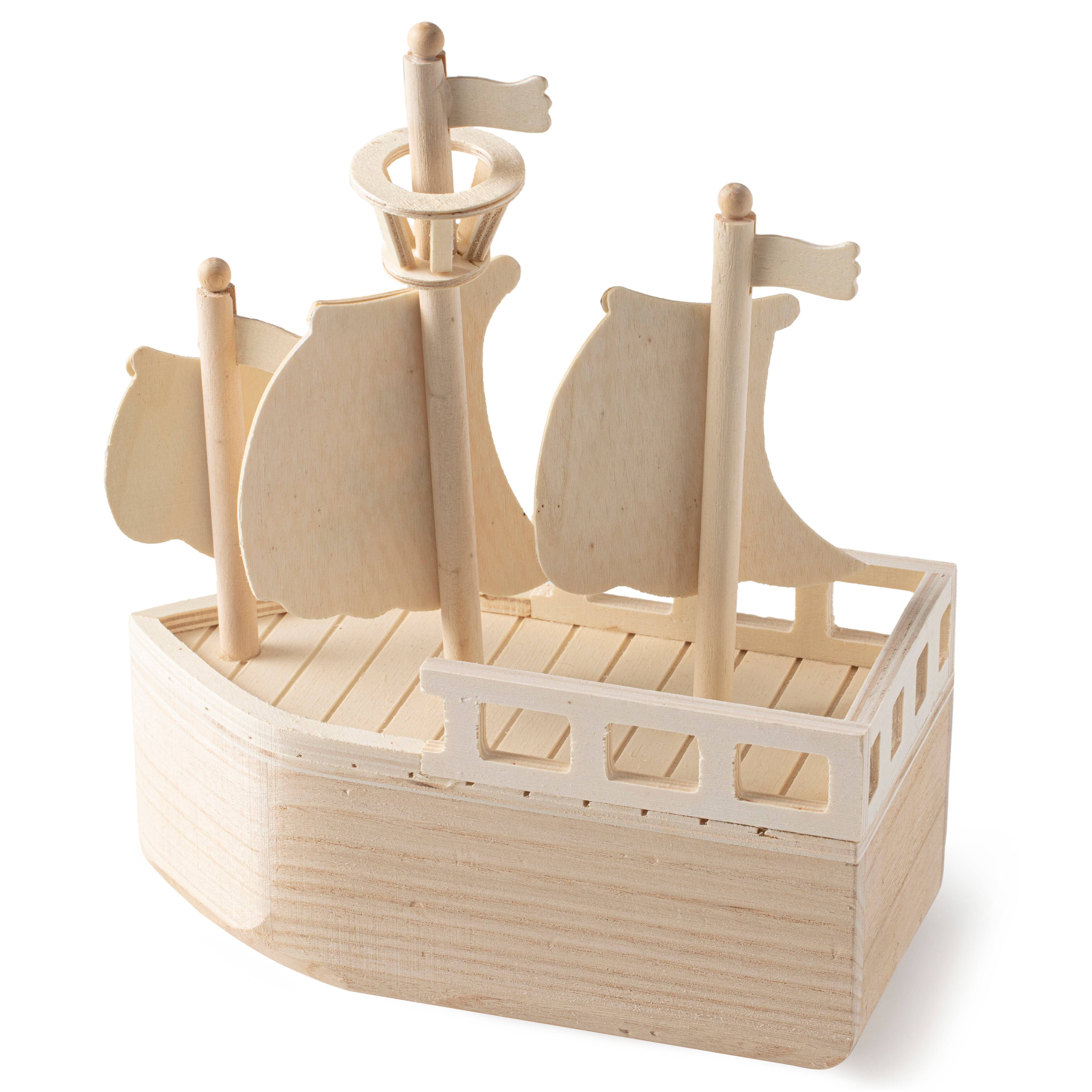 8 Pack: 11.5" Wood Pirate Ship Birdhouse by Make Market®