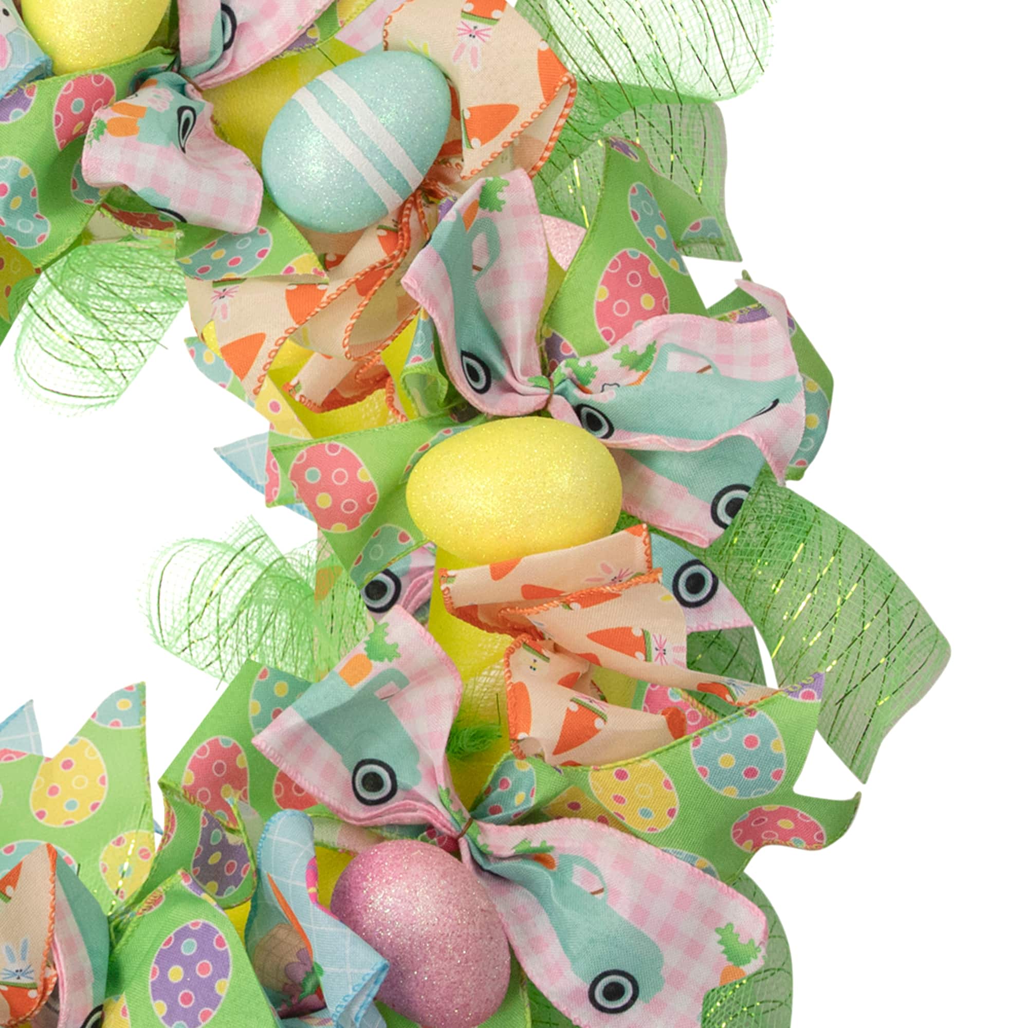 Pastel Easter Egg and Ribbons Wreath 22" Unlit