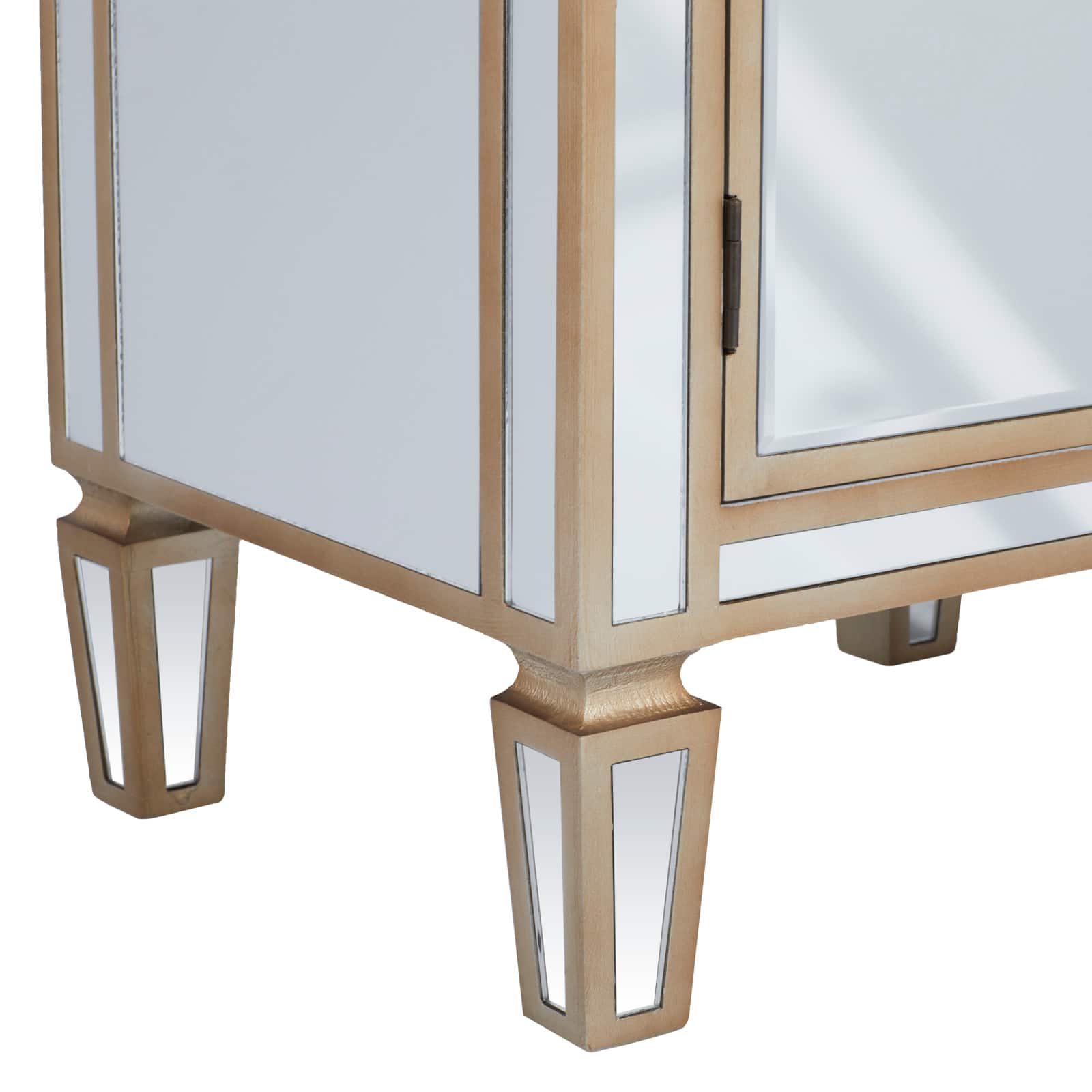Beige Mirror Glam Cabinet, 30" x 19" x 15"