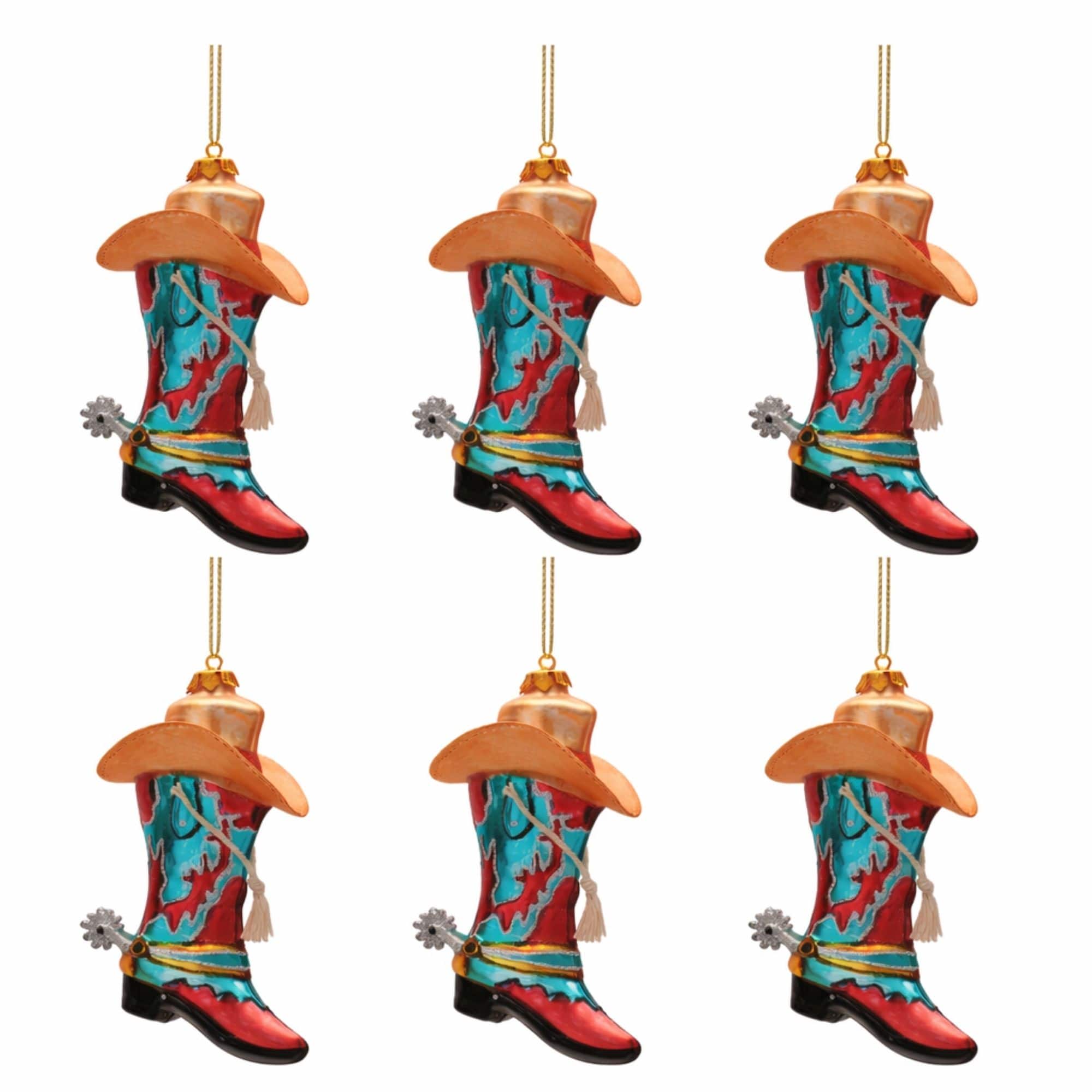 Melrose 6" Cowboy Boot & Hat Glass Ornaments, 6ct.