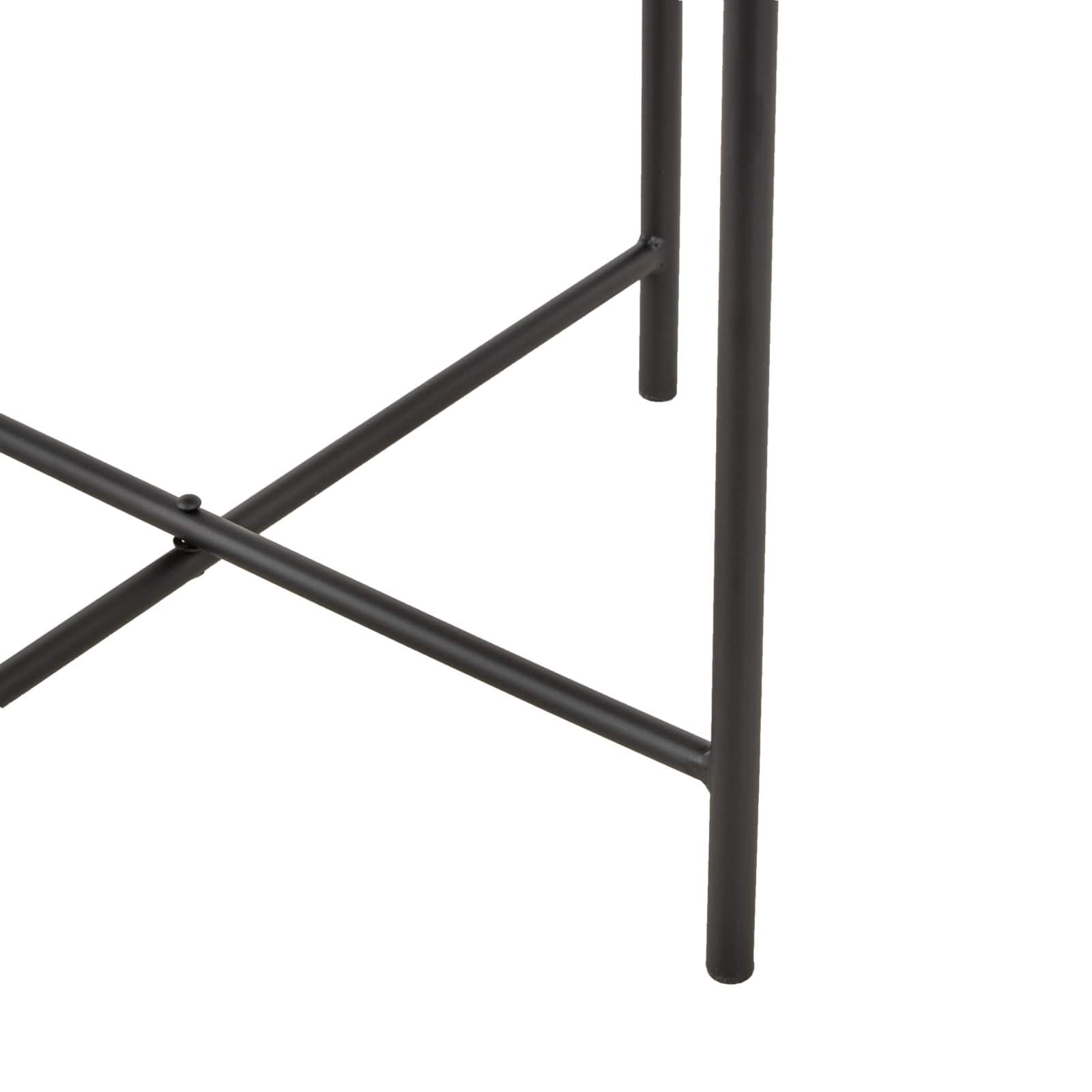 19.75" Beige Marble Accent Table with Black Metal Support