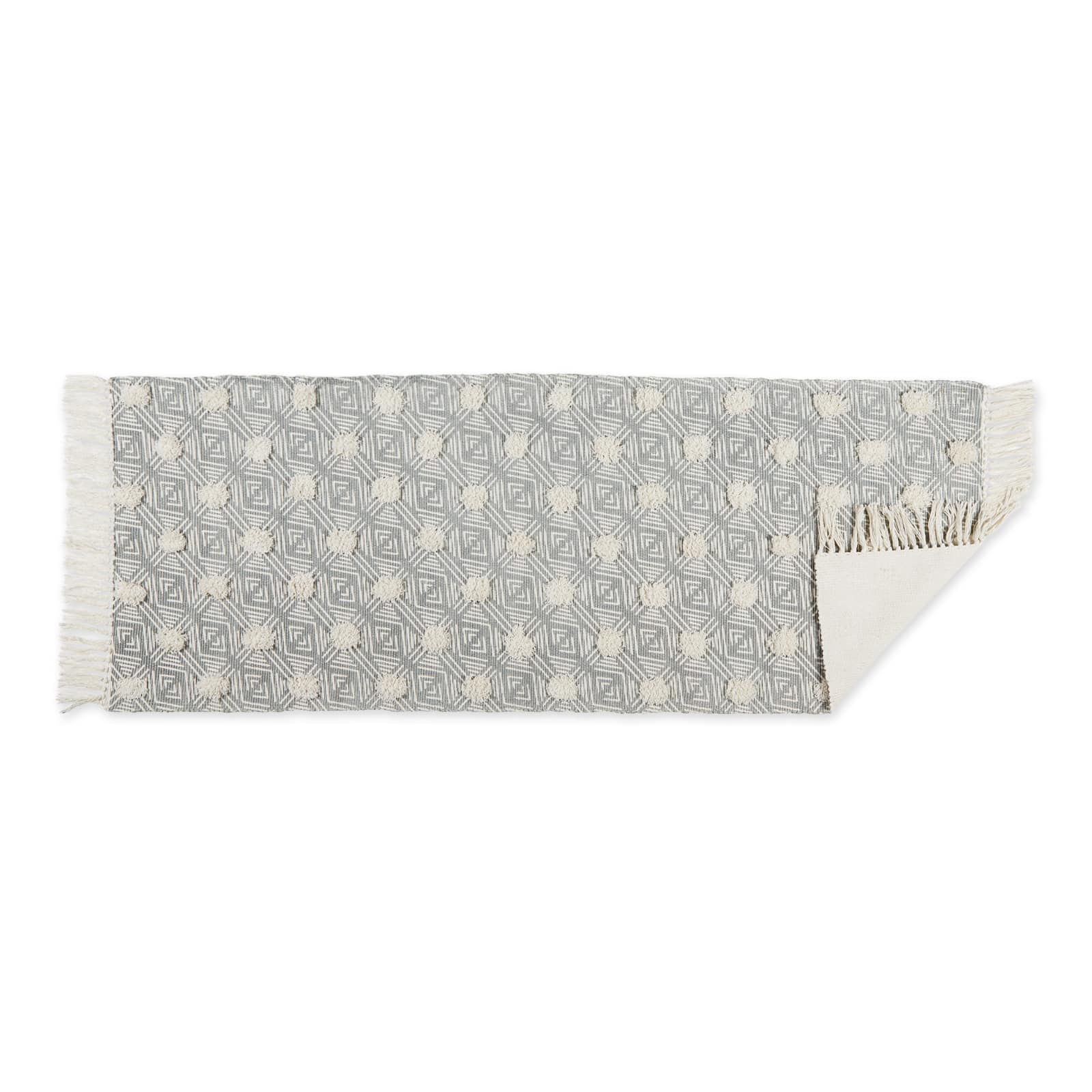 DII® Diamond Printed Off-White Hand-Loomed Shag Rug Runner 2ft. x 6ft
