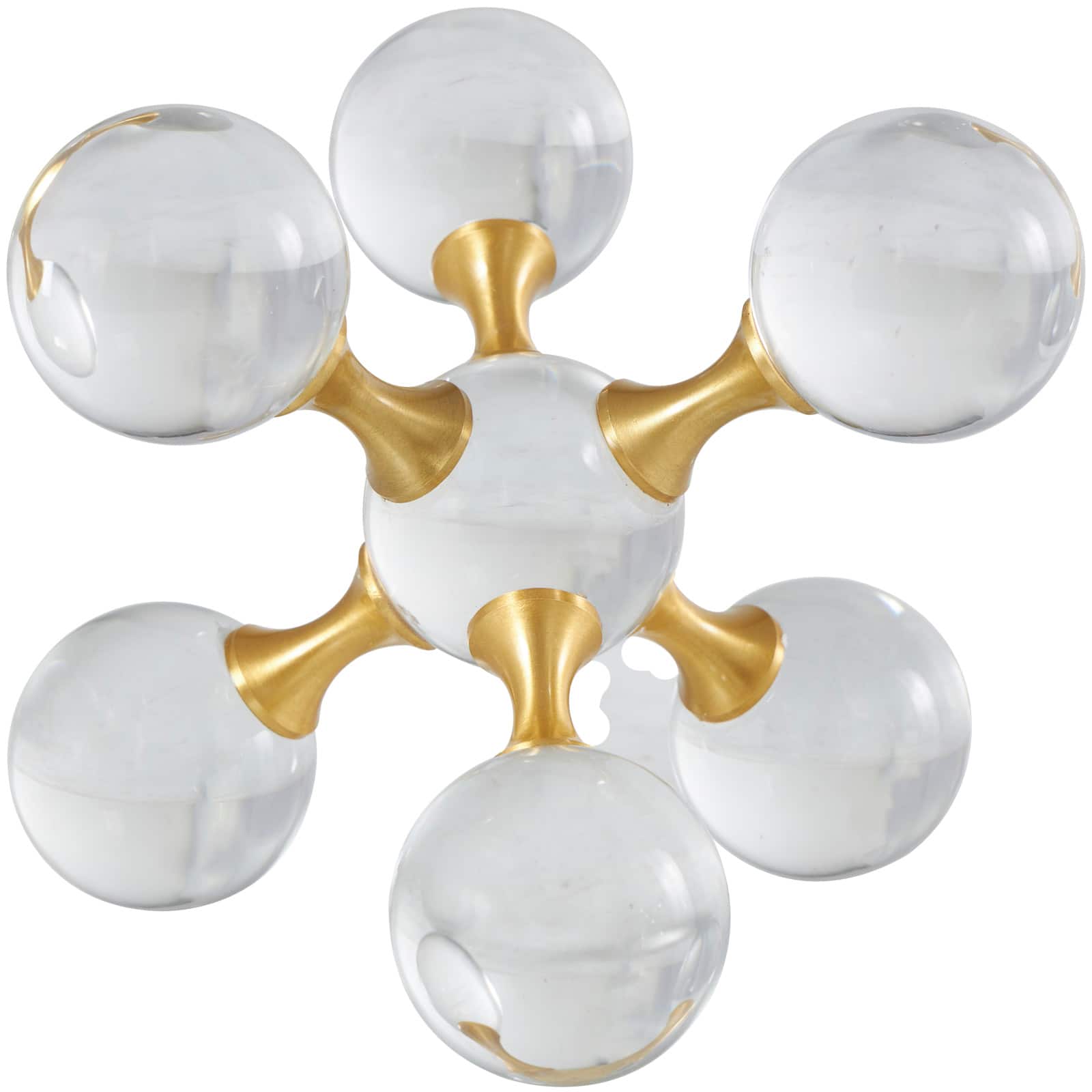Clear & Gold Crystal Jack Inspired Orb Sculpture Set