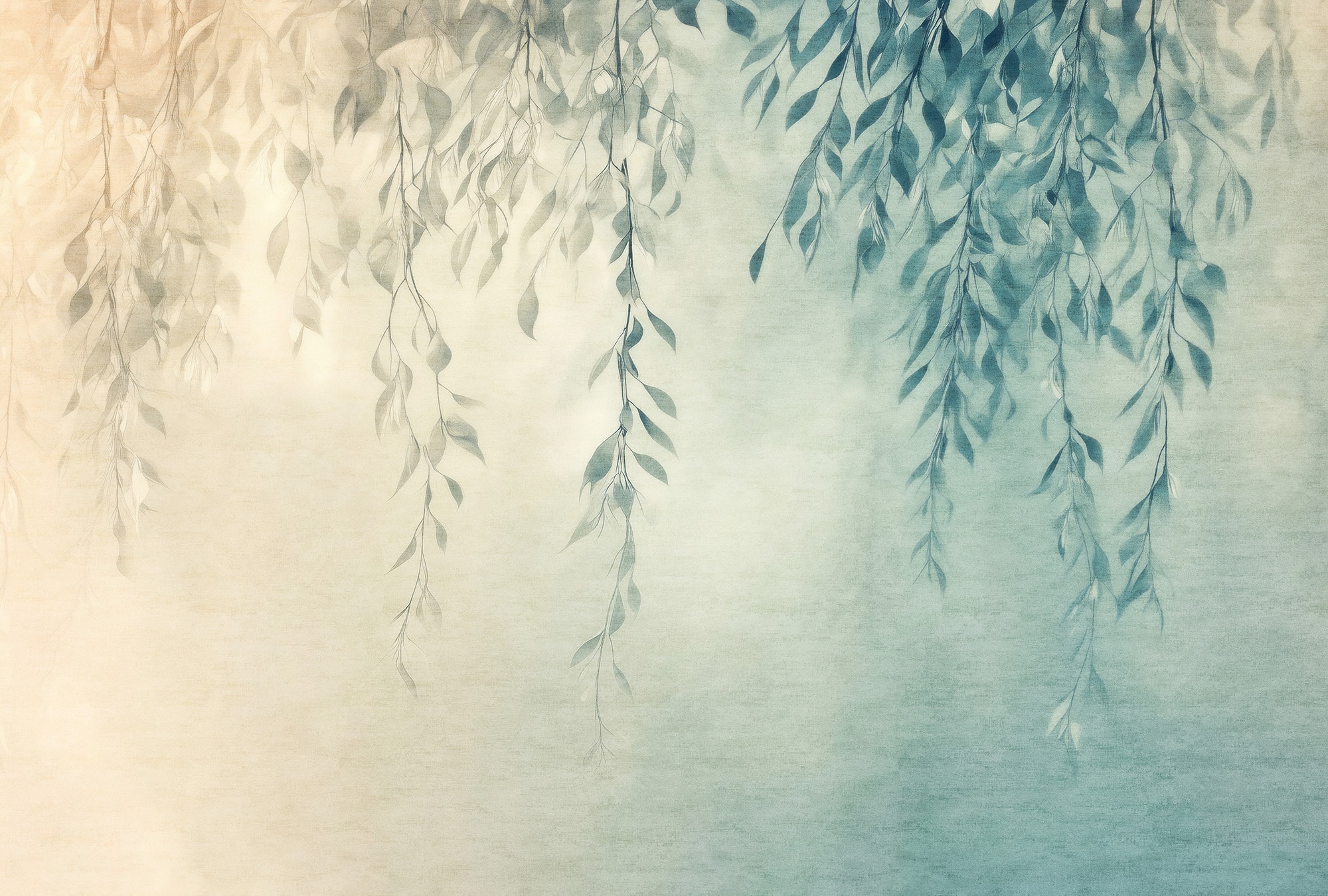 Designs Direct Silent Leaves Teal Wall Mural