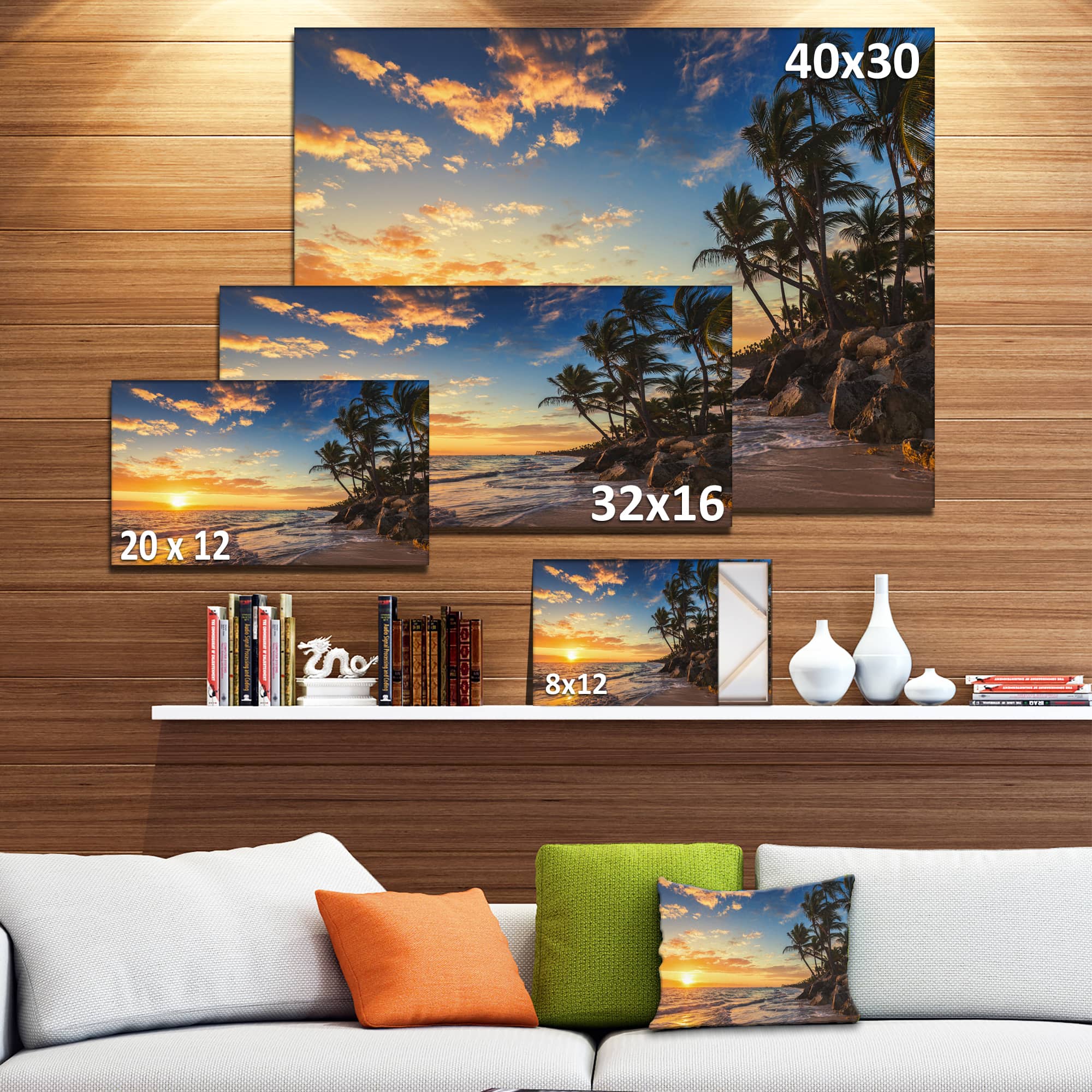 Designart - Paradise Tropical Island Beach with Palms - Extra Large Seascape Art Canvas